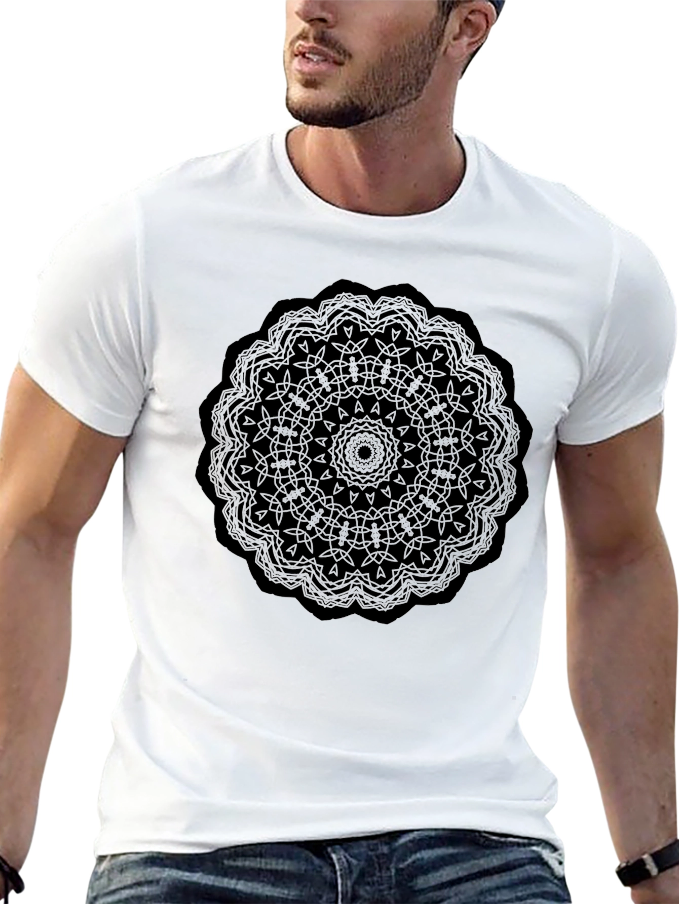 Mandala Print Black T-Shirt - 13