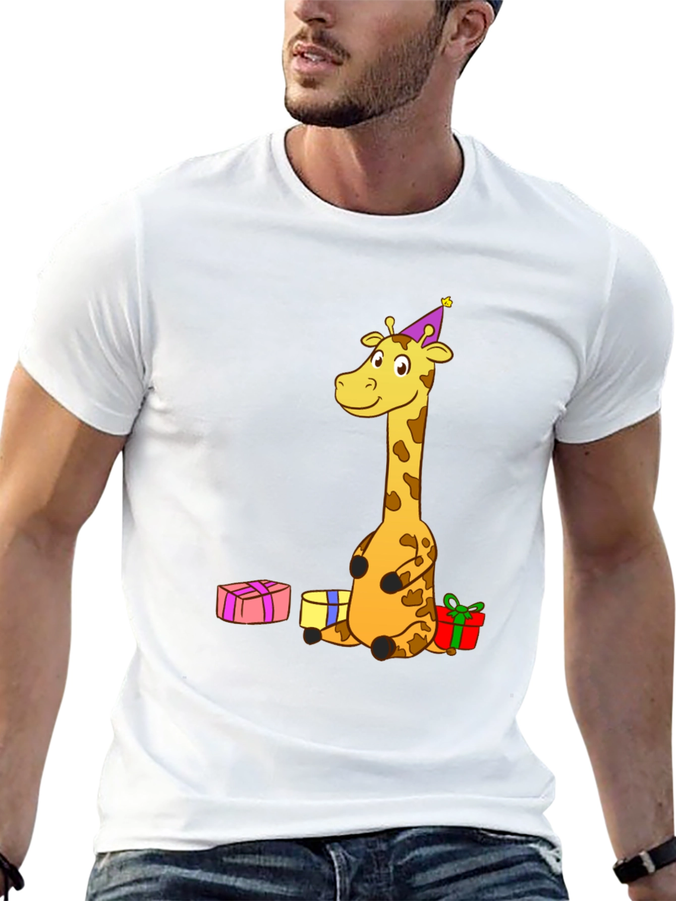 Black Giraffe Birthday T-Shirt - Fun Cartoon Tee view 13