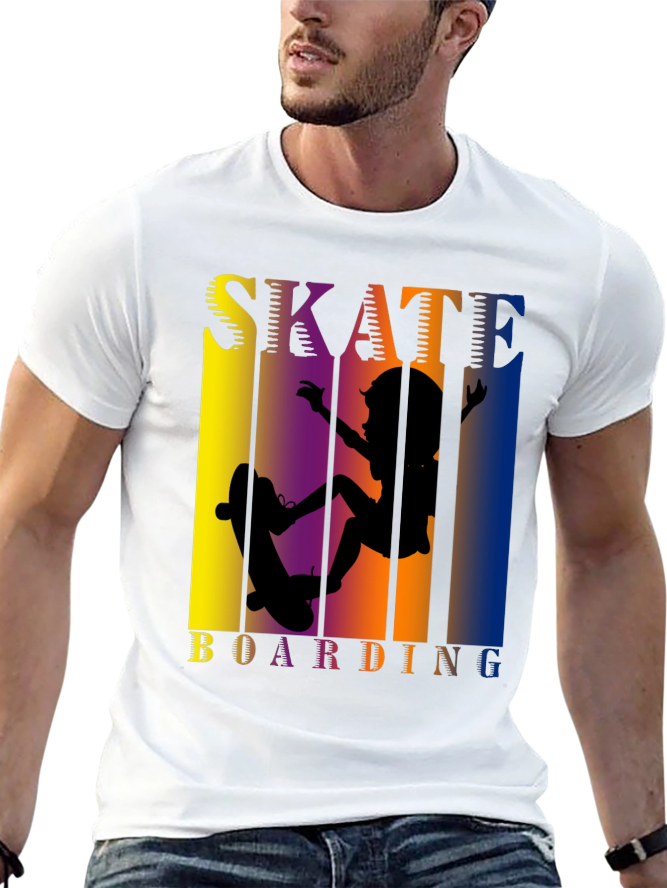 Black Skateboarding Graphic Tee - Cool Skater Design view 13
