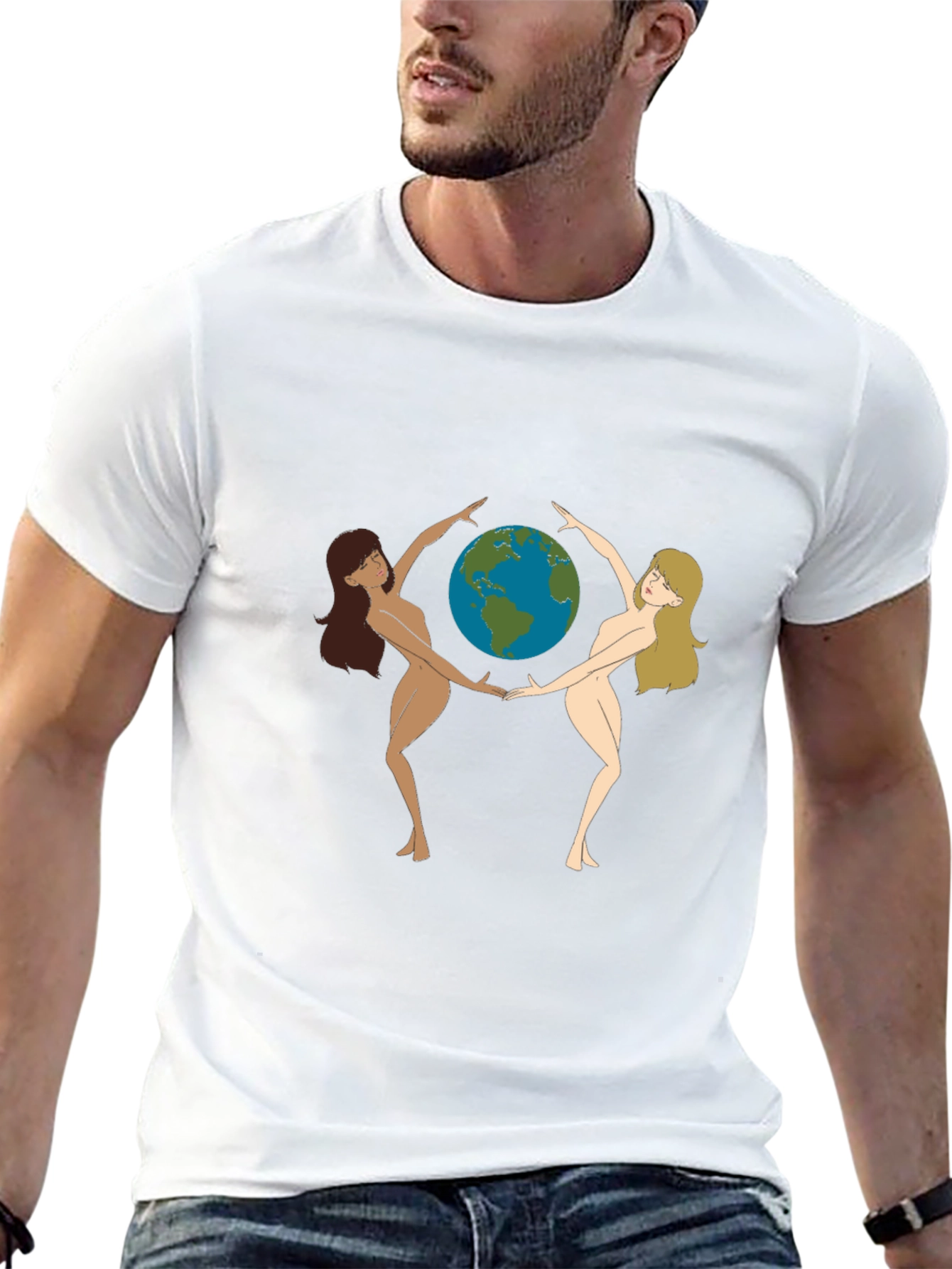 Black Unique Women Earth Graphic Black T-Shirt view 13