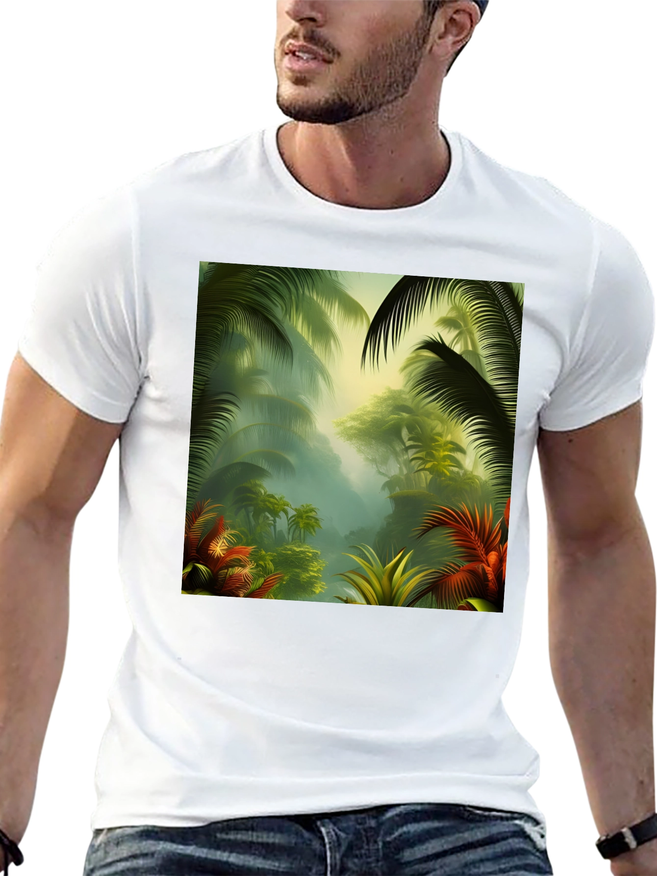 Black Tropical Jungle T-Shirt view 13