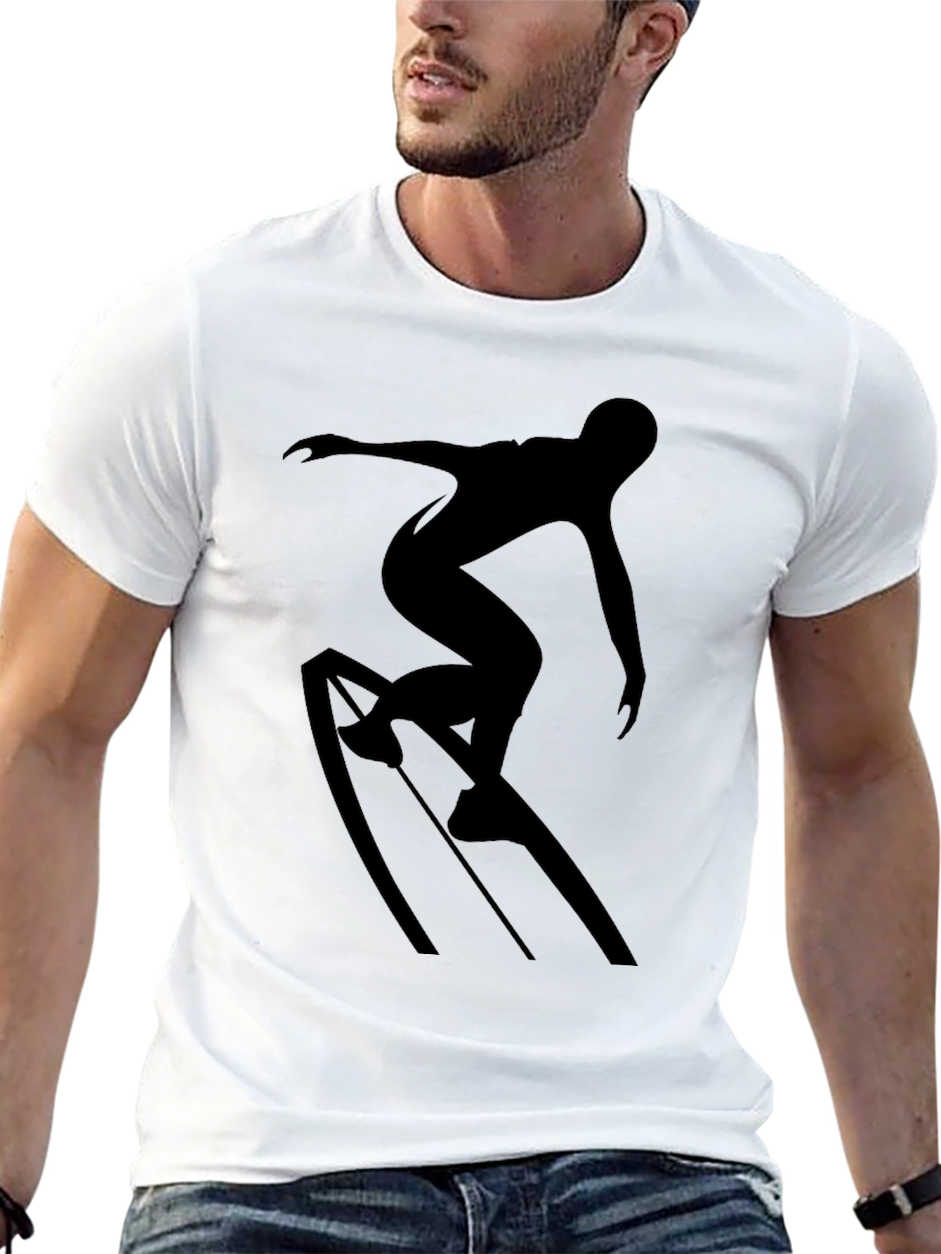 Black Surfer Silhouette Graphic Tee - Black T-Shirt view 13