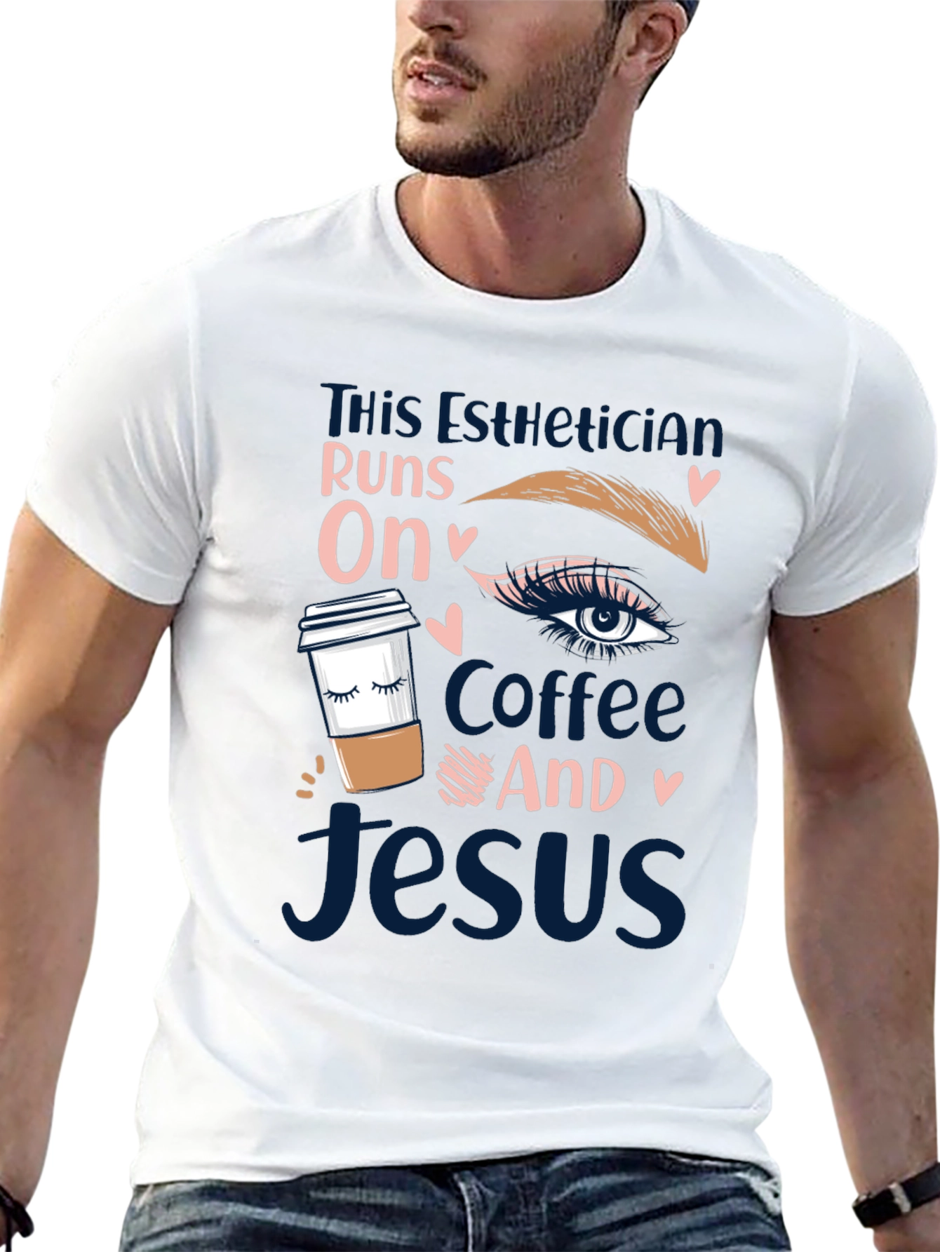 Black Esthetician Coffee and Jesus T-Shirt view 13
