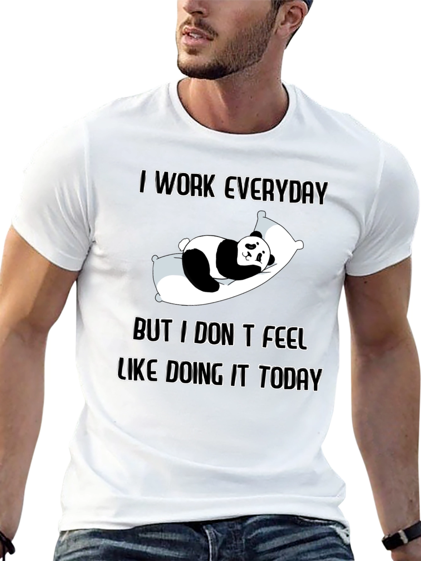 Black Lazy Panda Graphic T-Shirt - Everyday Work? Not Today! view 13