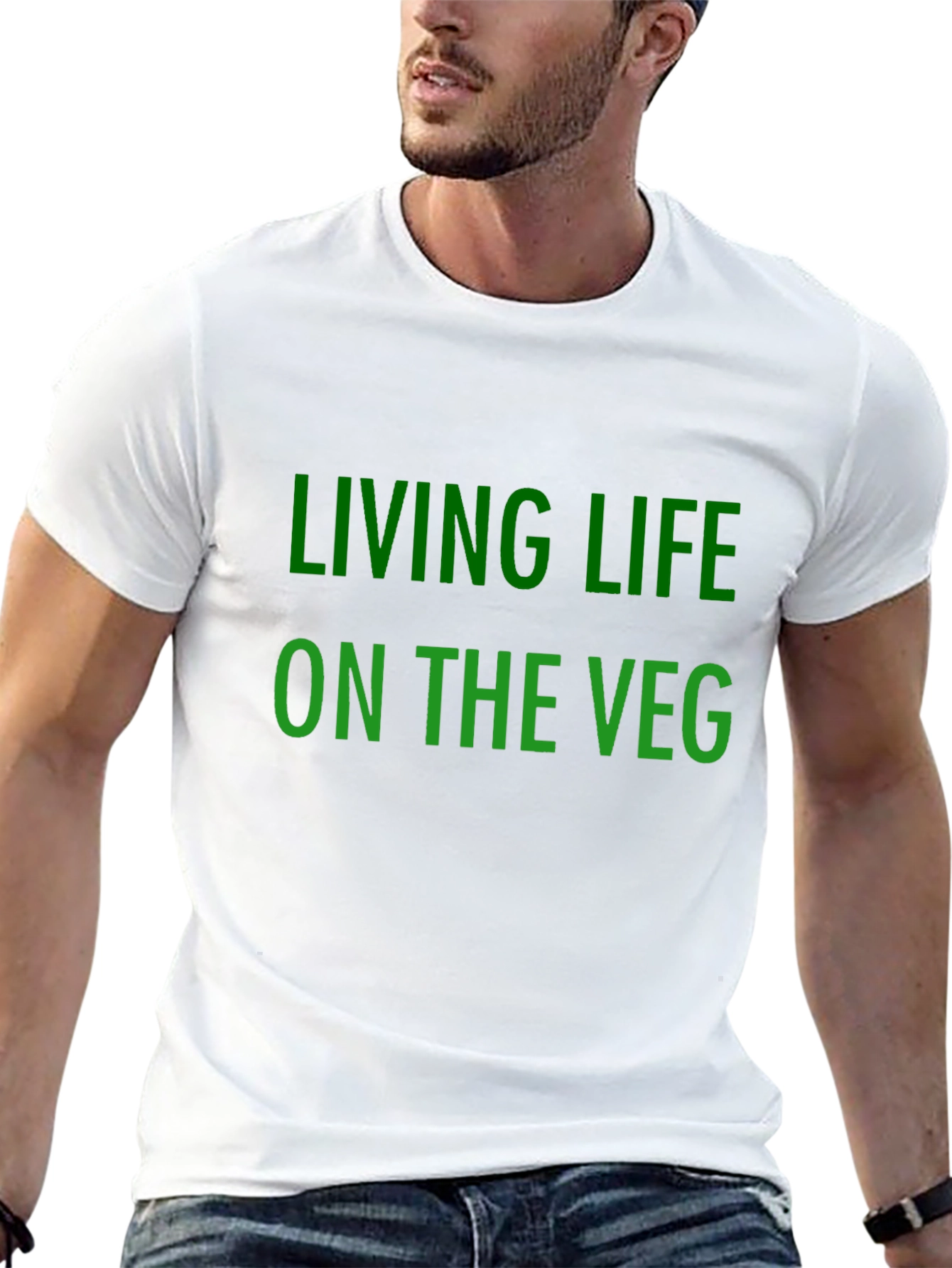 Black Living Life on the Veg T-Shirt - Vegan Lifestyle Tee view 13