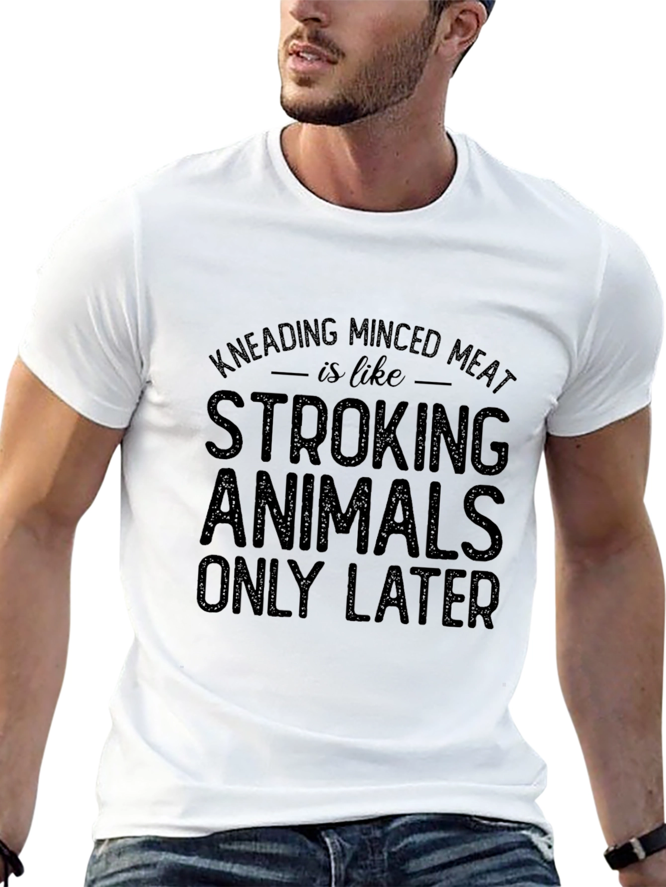 Black Kneading Minced Meat Graphic Tee - Funny Culinary T-Shirt view 13