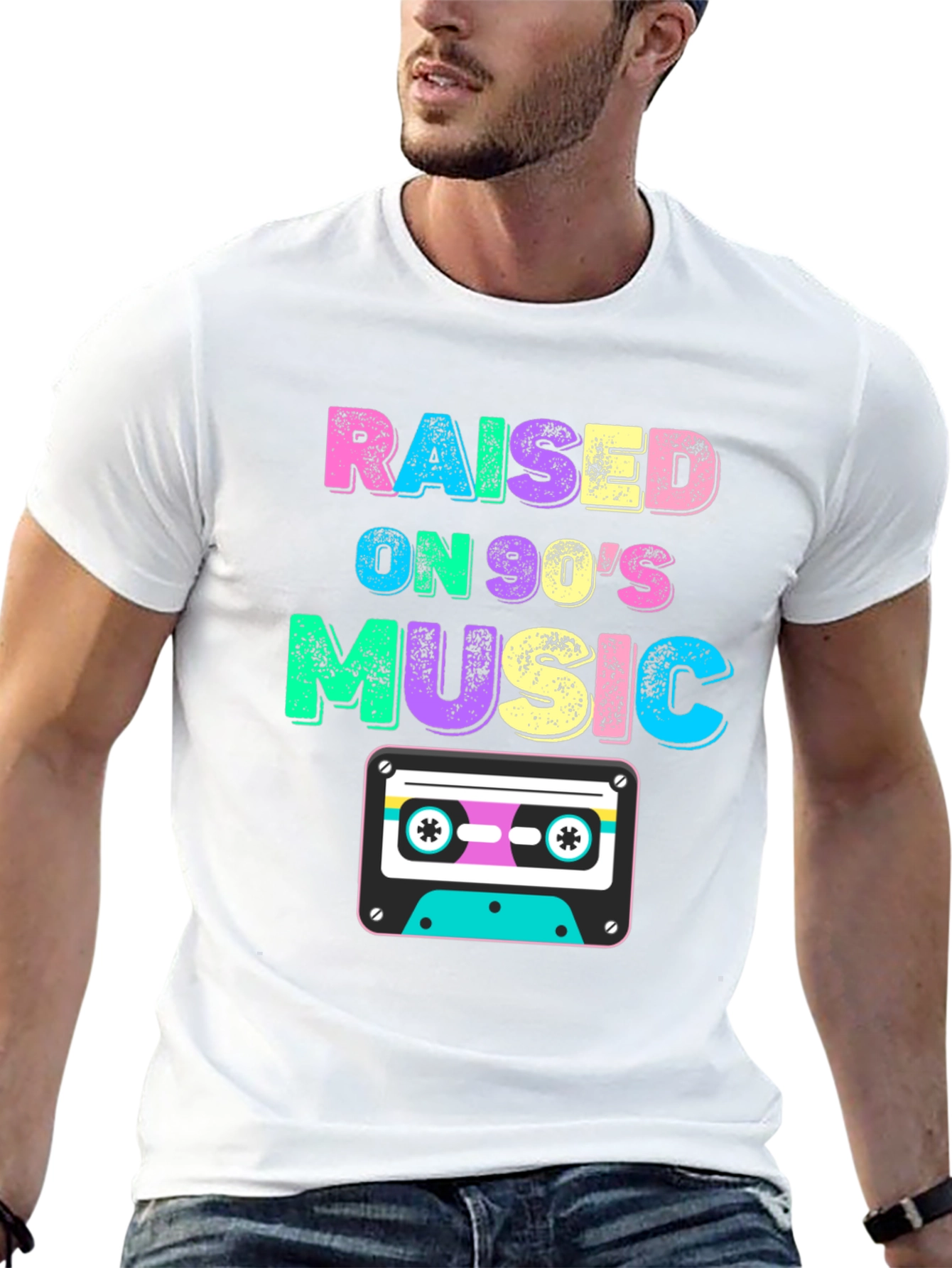 Black Raised on 90's Music Black T-Shirt view 13