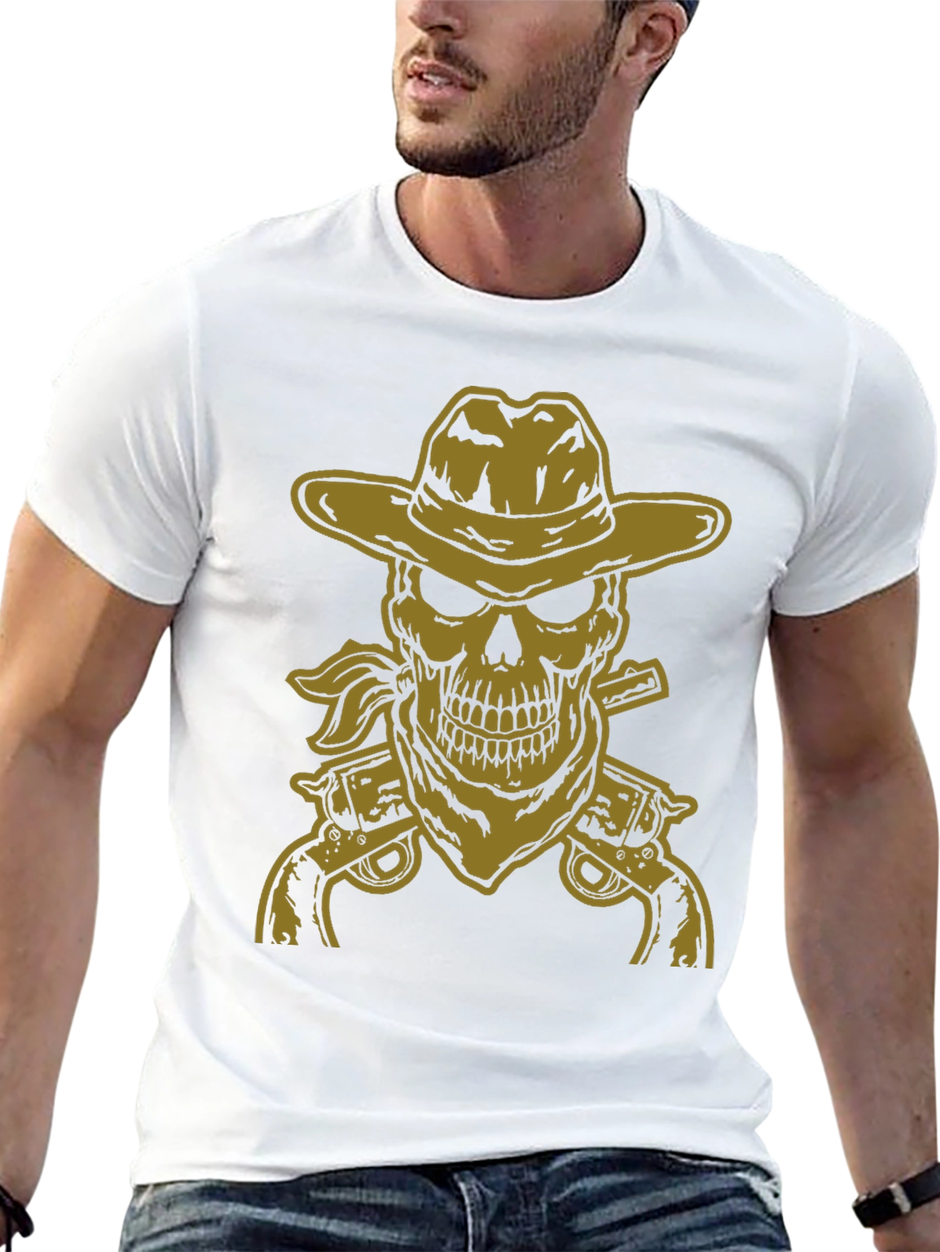 Black Cowboy Skull Graphic Tee - Black view 13