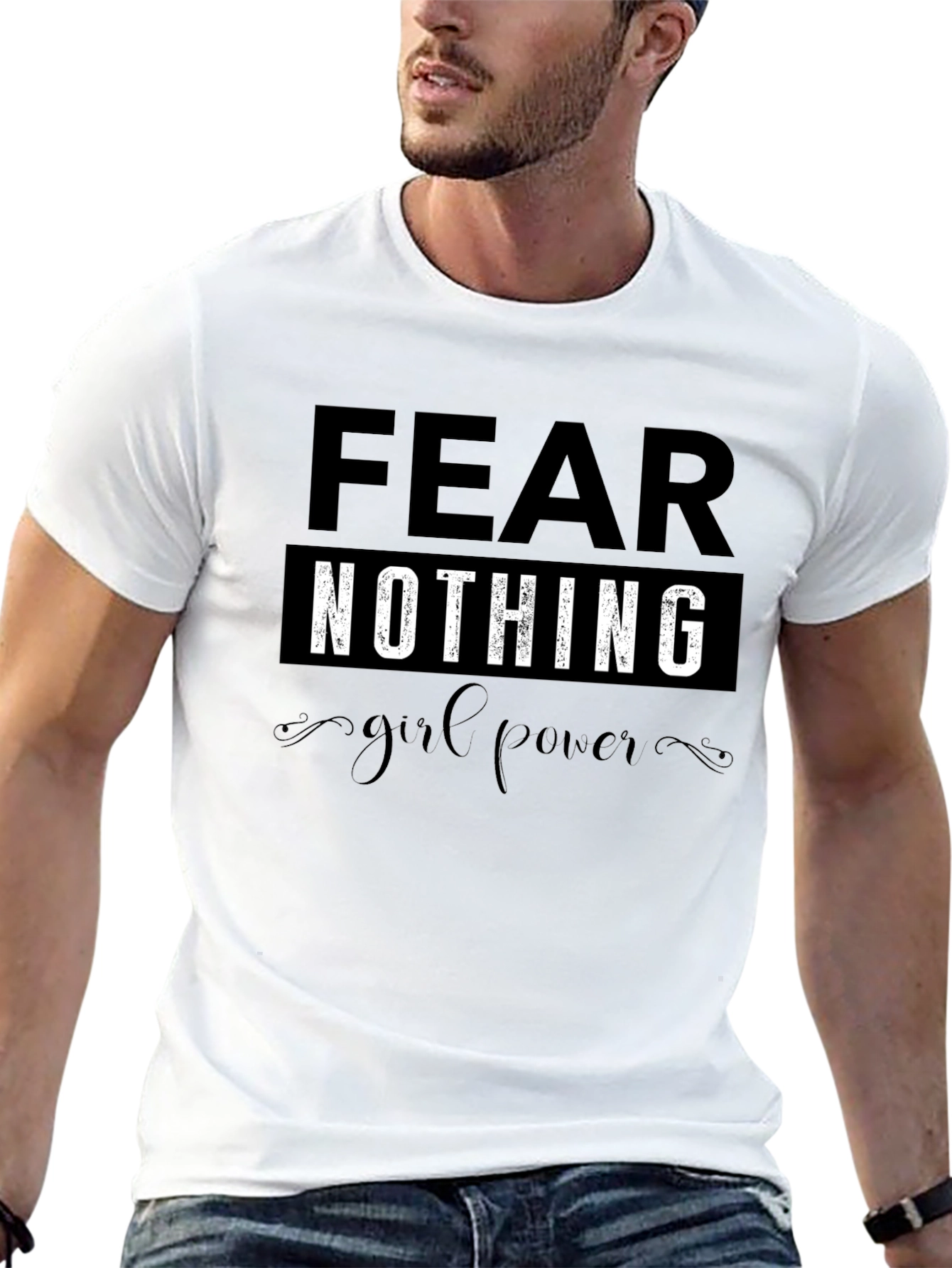 Black Fear Nothing Girl Power Black T-Shirt view 13
