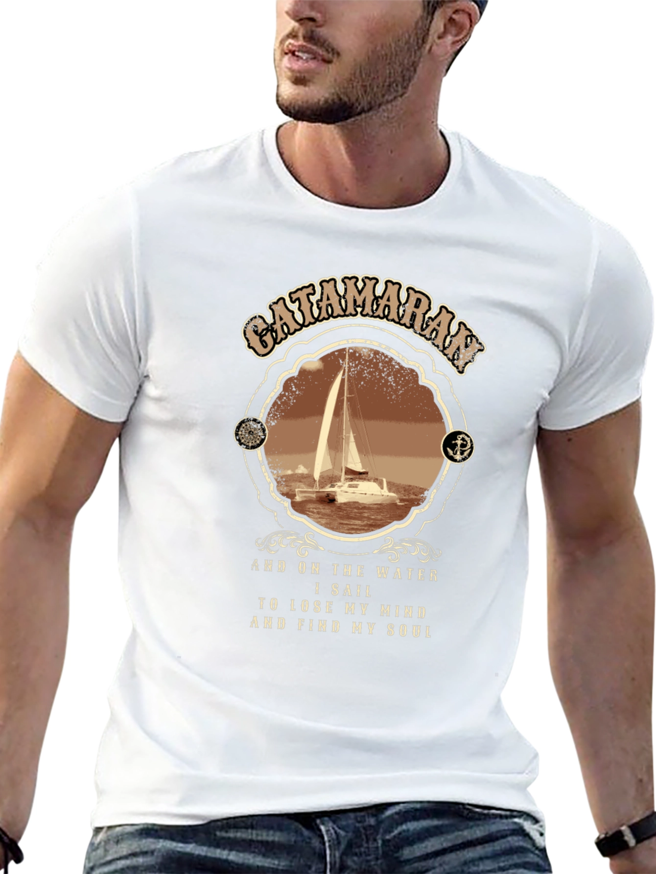 Black Catamaran Sailing T-Shirt - Lose Your Mind, Find Your Soul view 13