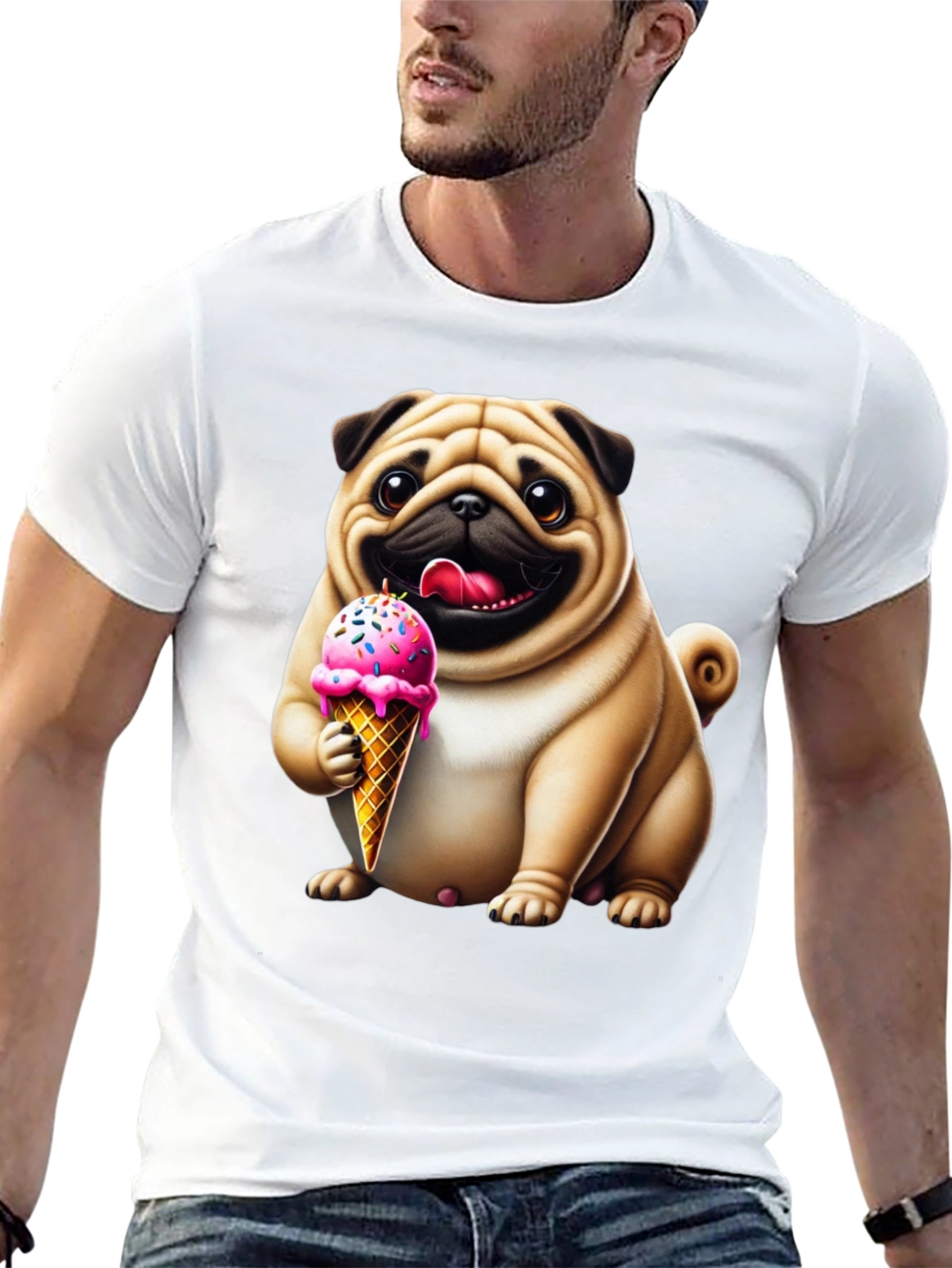 Black Pug Ice Cream T-Shirt - Adorable Dog Tee view 13