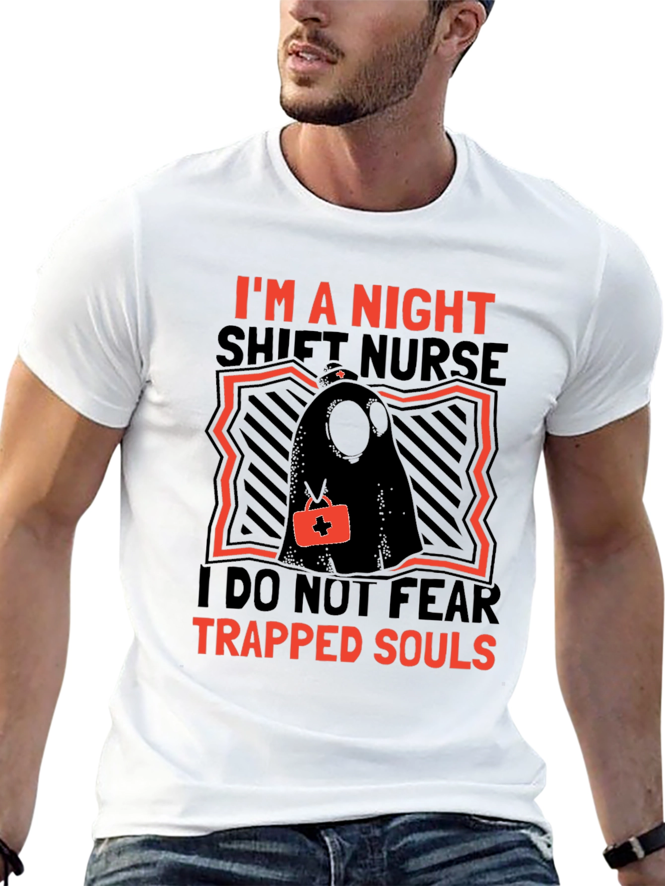 Black Night Shift Nurse Novelty T-Shirt view 13