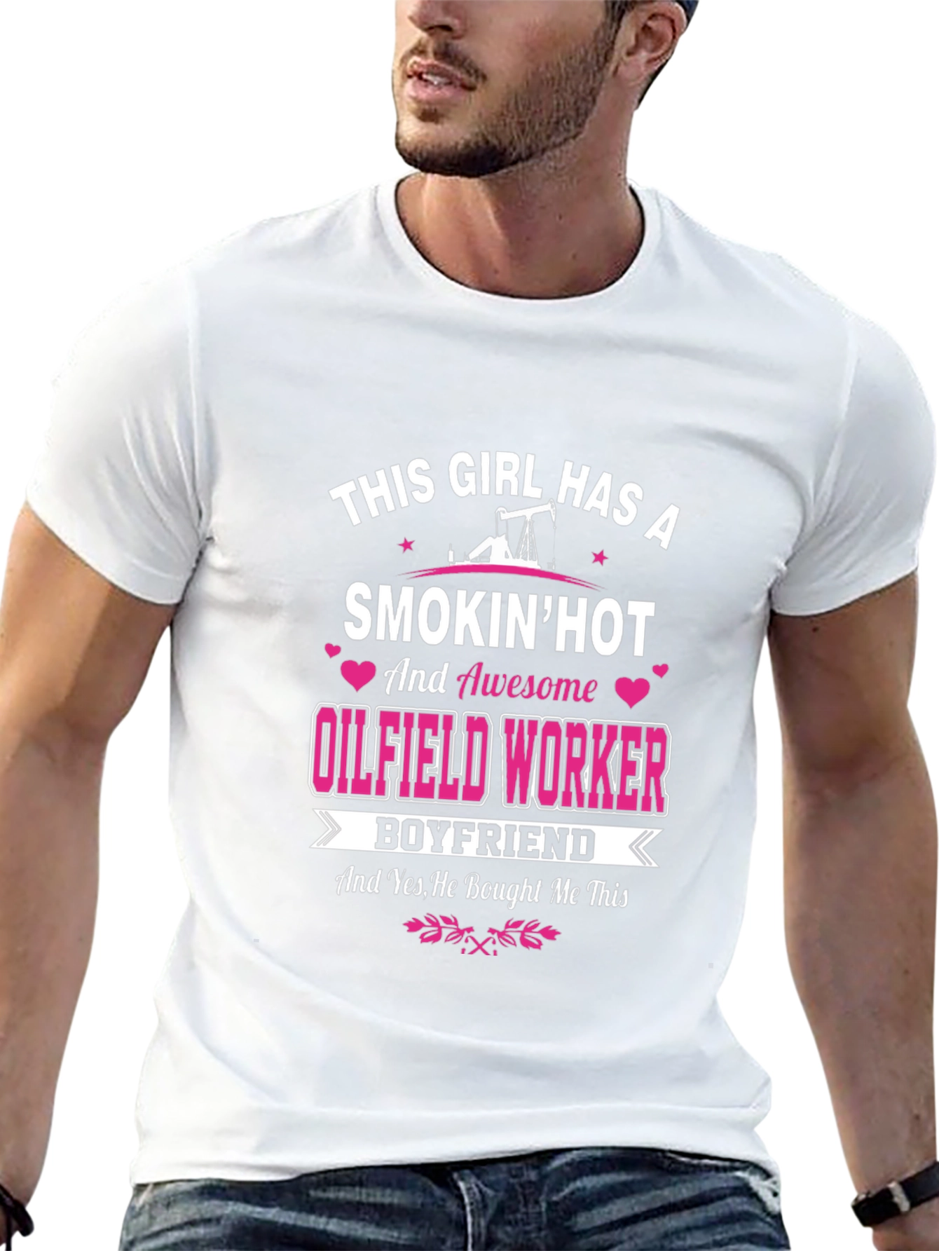 Black Funny Oilfield Worker Boyfriend T-Shirt view 13