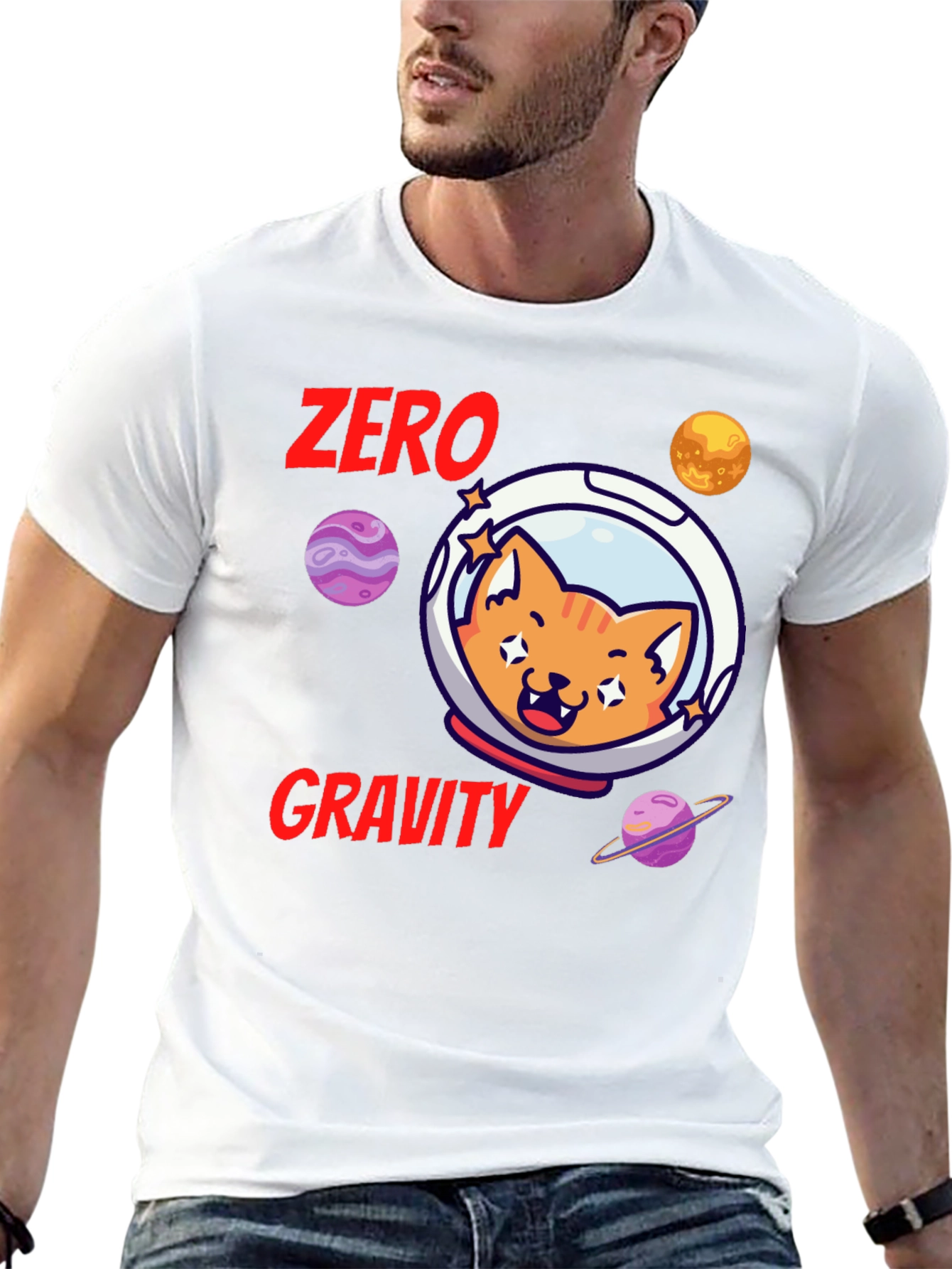 Black Zero Gravity Cat T-Shirt view 13
