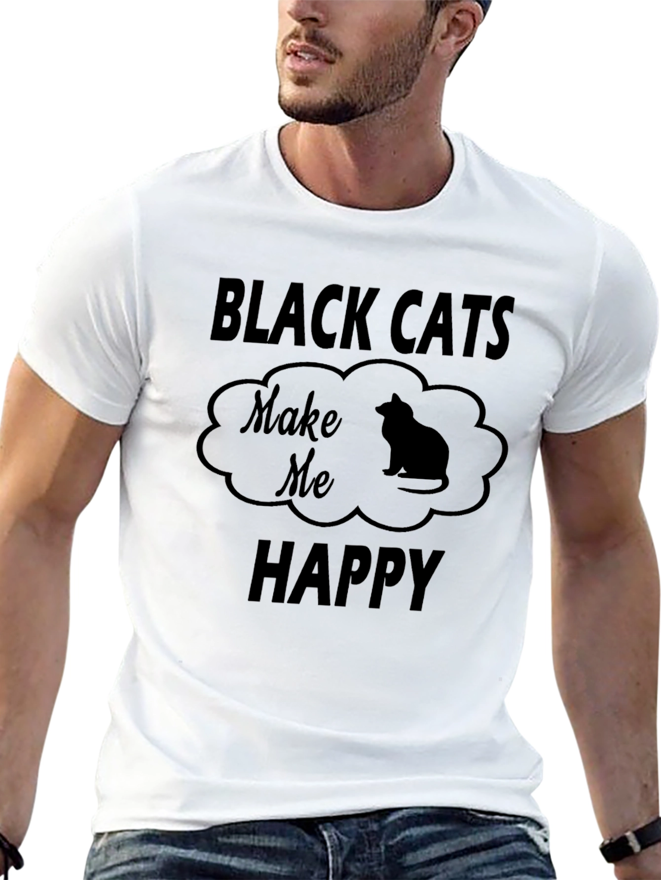 Black Black Cats Make Me Happy Graphic Tee view 13