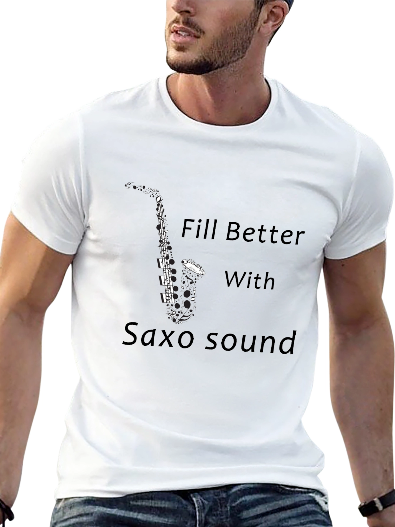Black Saxophone T-Shirt: Feel Better with Saxo Sound view 13