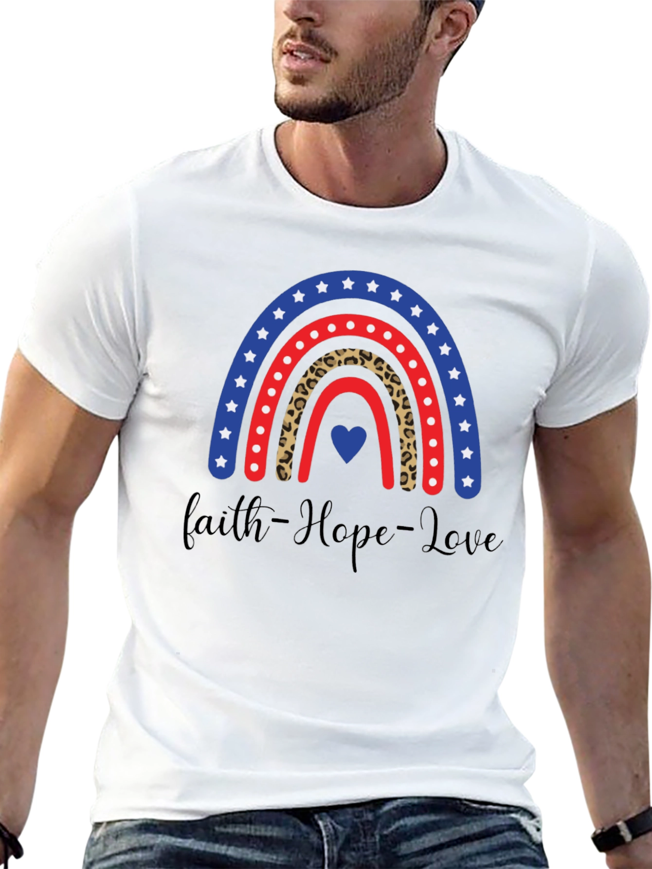 Black Faith Hope Love Rainbow Graphic Tee view 13