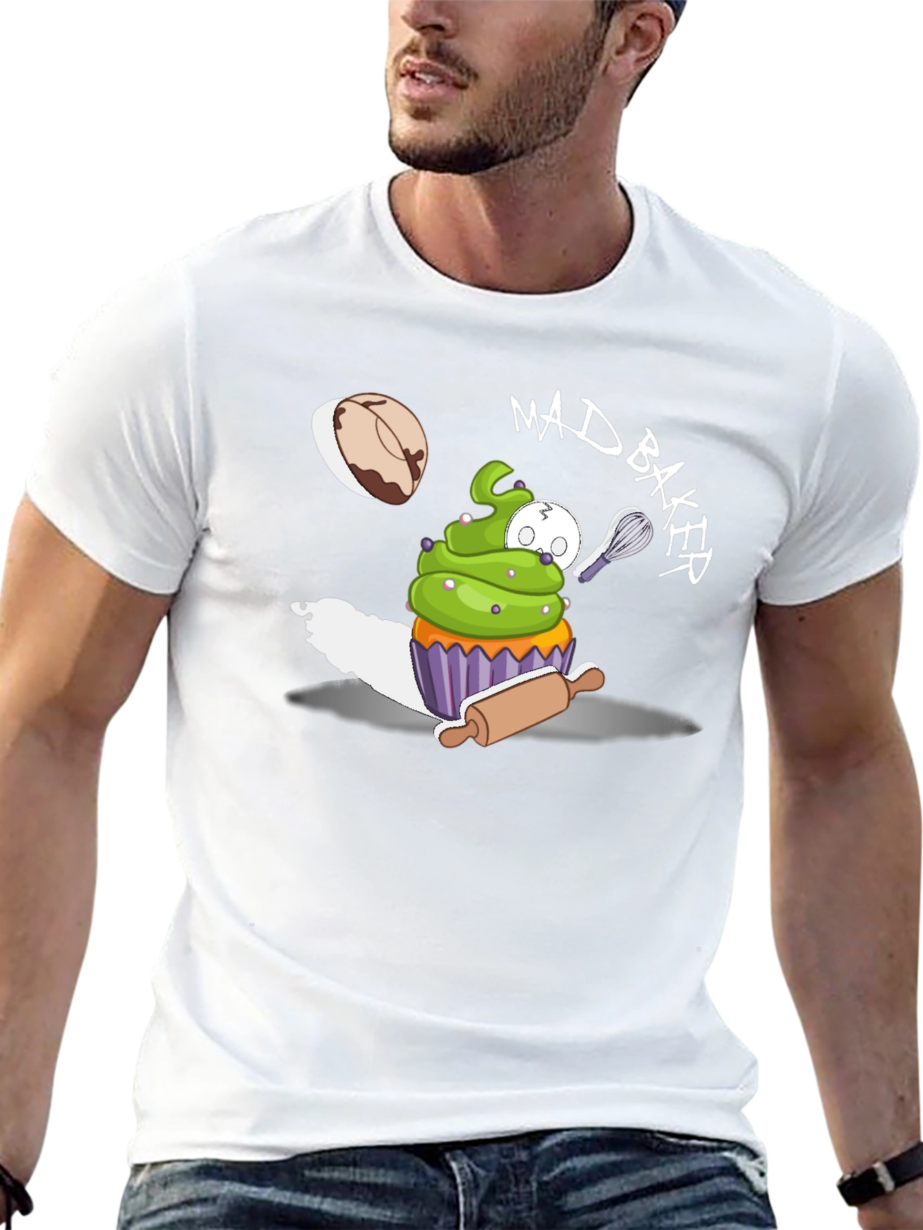 Black Mad Baker Cartoon Graphic T-Shirt view 13