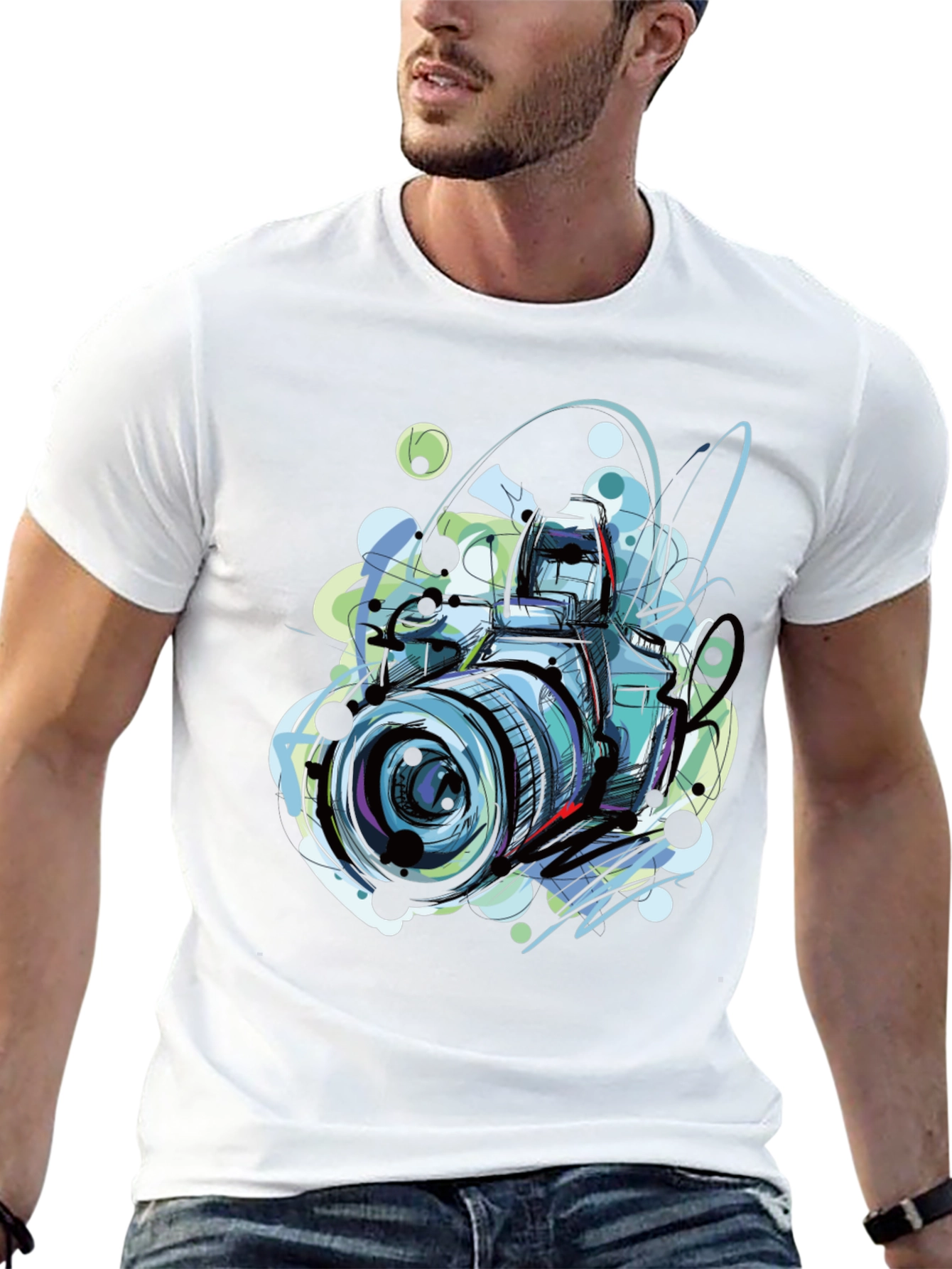 Black Camera Sketch Graphic Tee - Photographer T-Shirt view 13