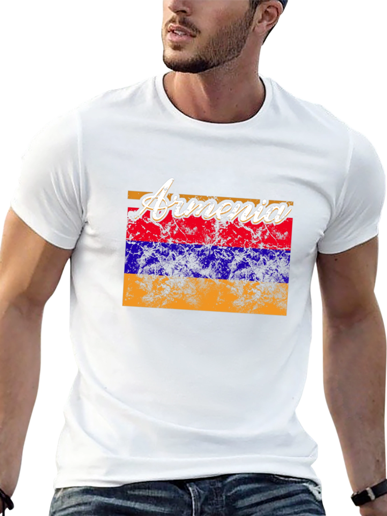 Armenia Flag T-Shirt Distressed Look - 13