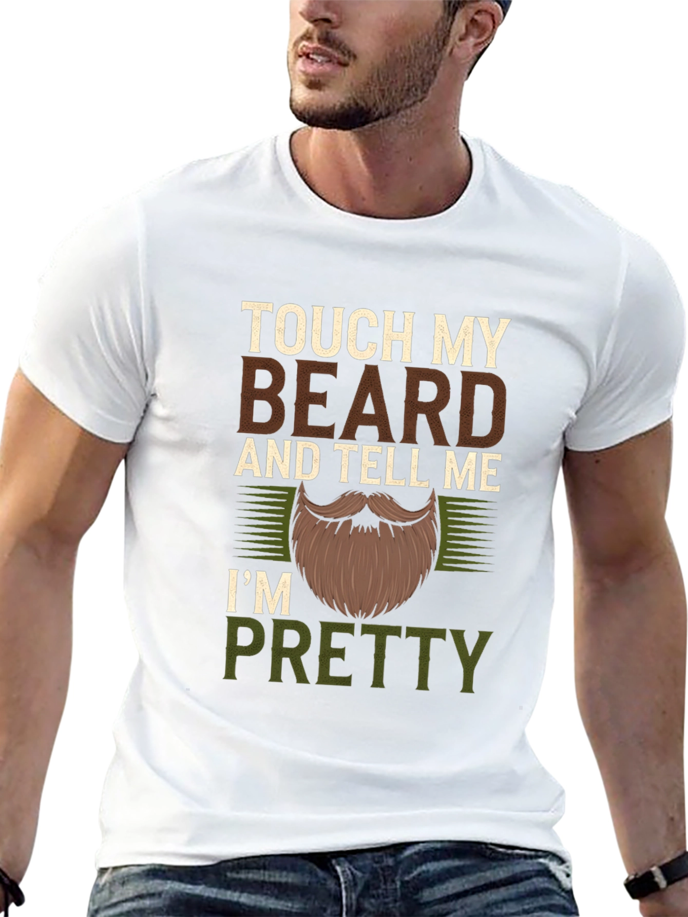 Black Touch My Beard Funny Men's Graphic T-Shirt view 13