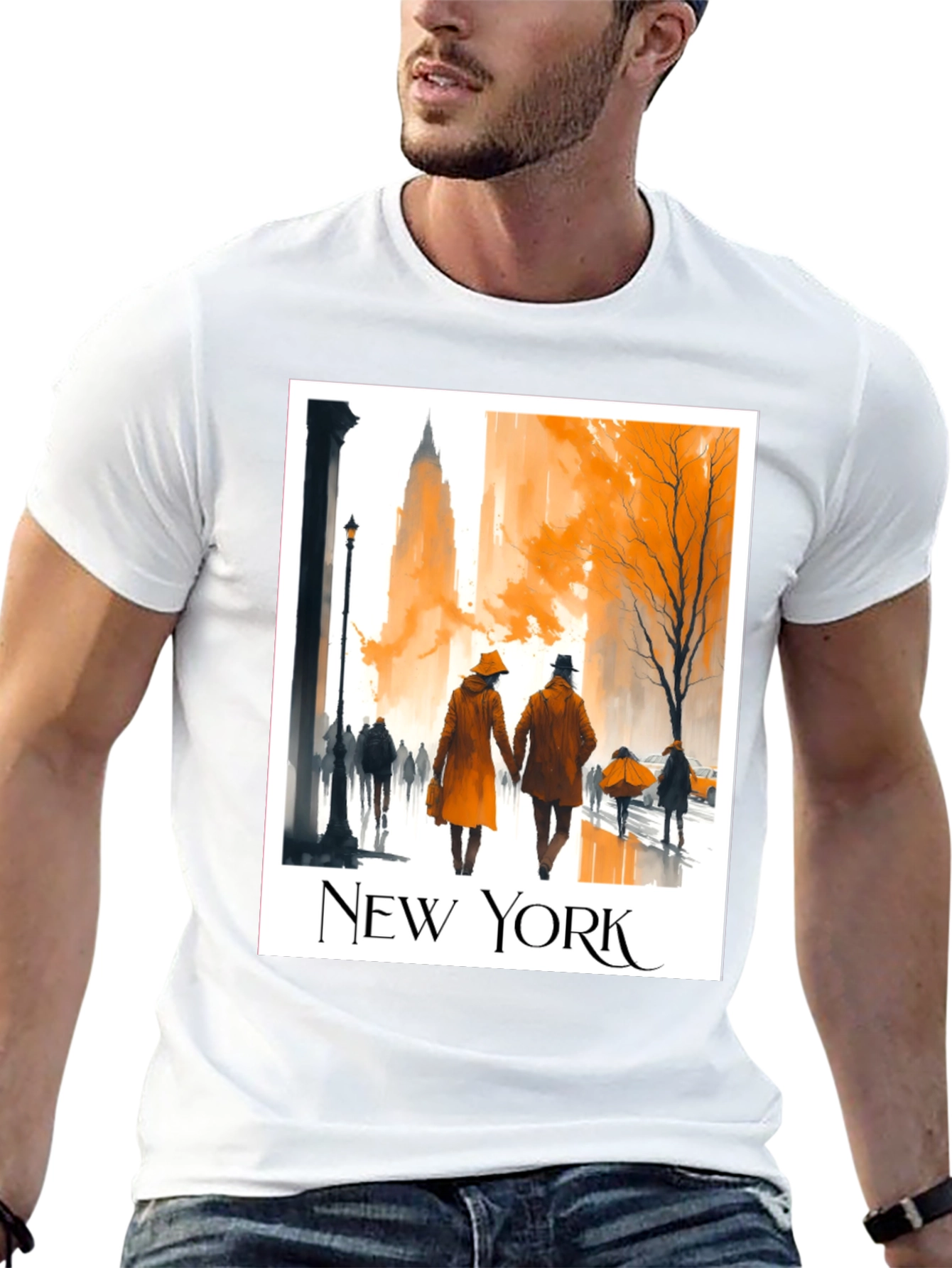 Black New York City Autumn Walk T-Shirt view 13