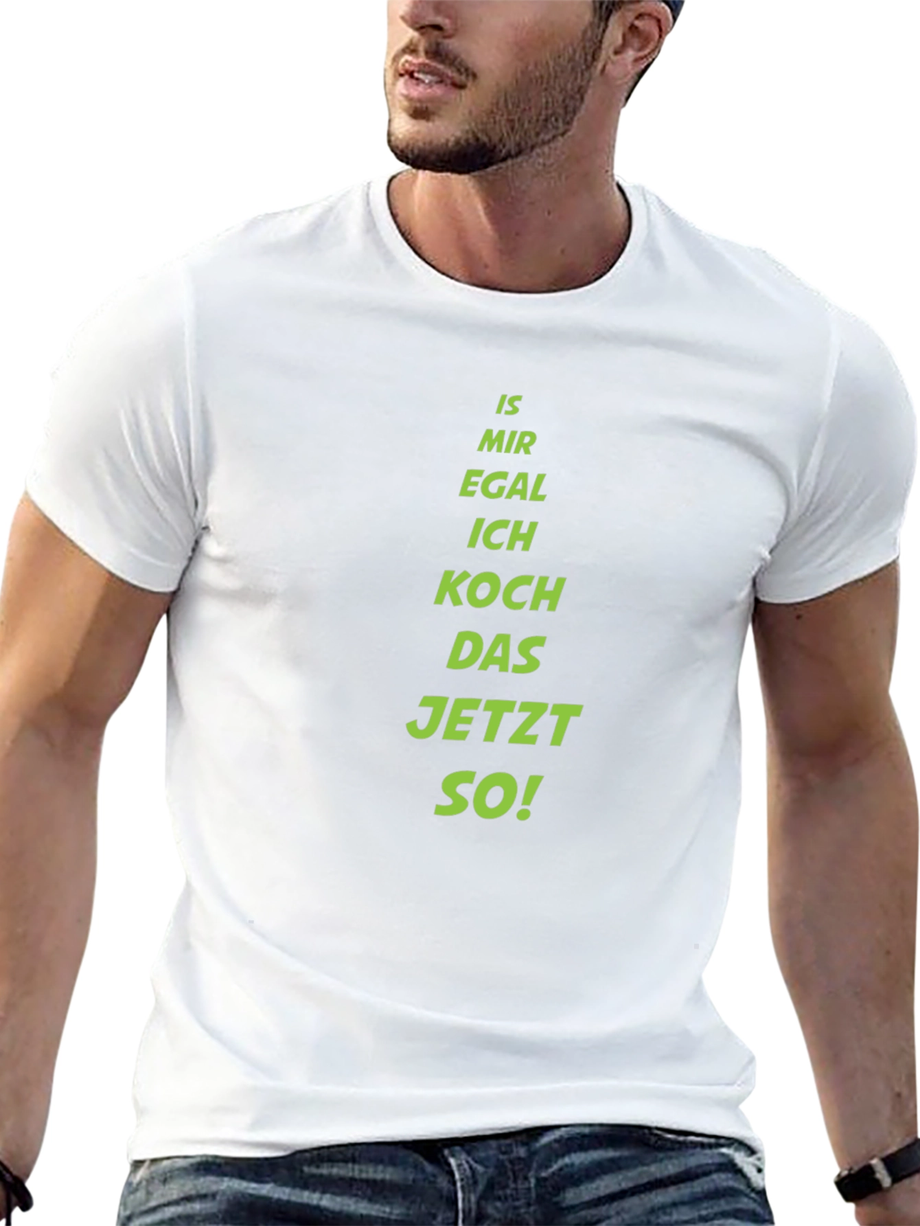 Black Funny German Cooking T-Shirt - "Is Mir Egal" Design view 13