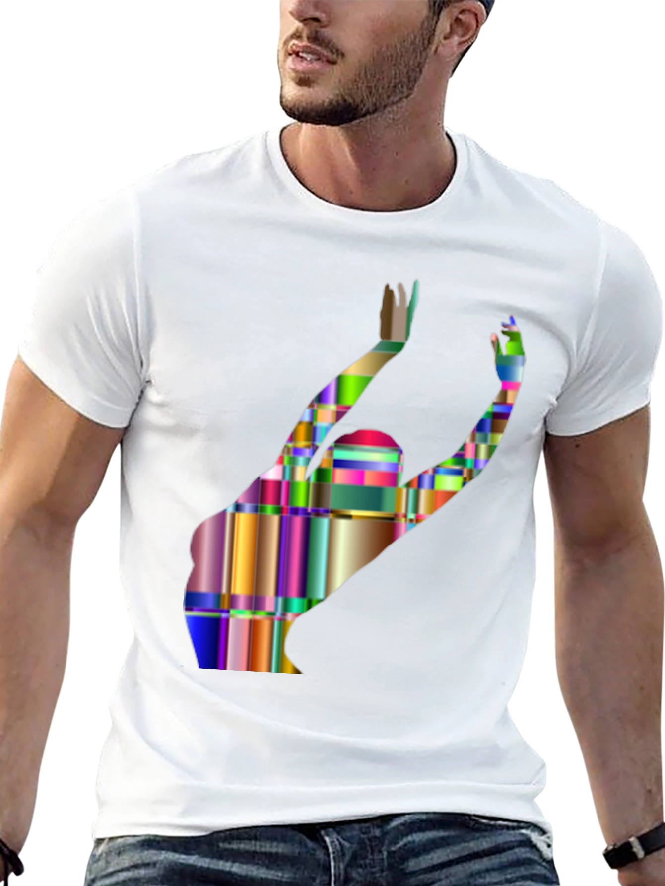 Black Abstract Geometric Silhouette T-Shirt view 13