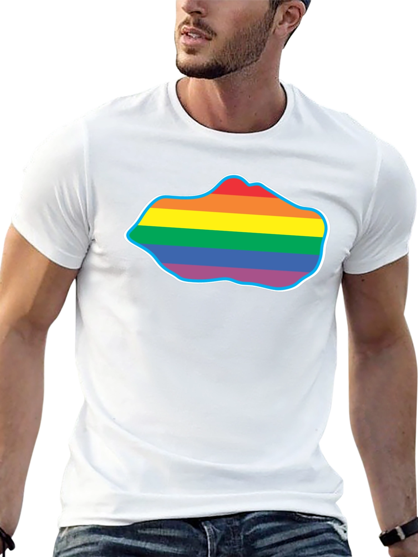 Black Pride Rainbow Cloud T-Shirt - Black Crew Neck view 13