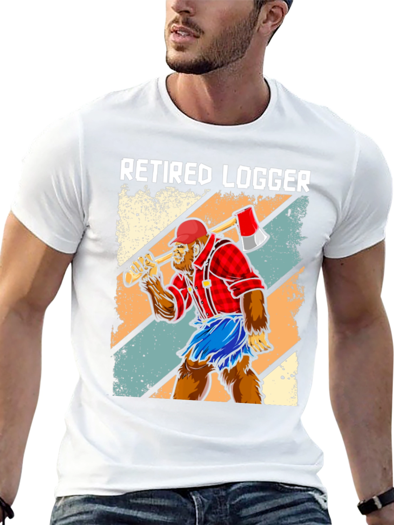 Black Retired Logger Bigfoot Graphic Tee view 13