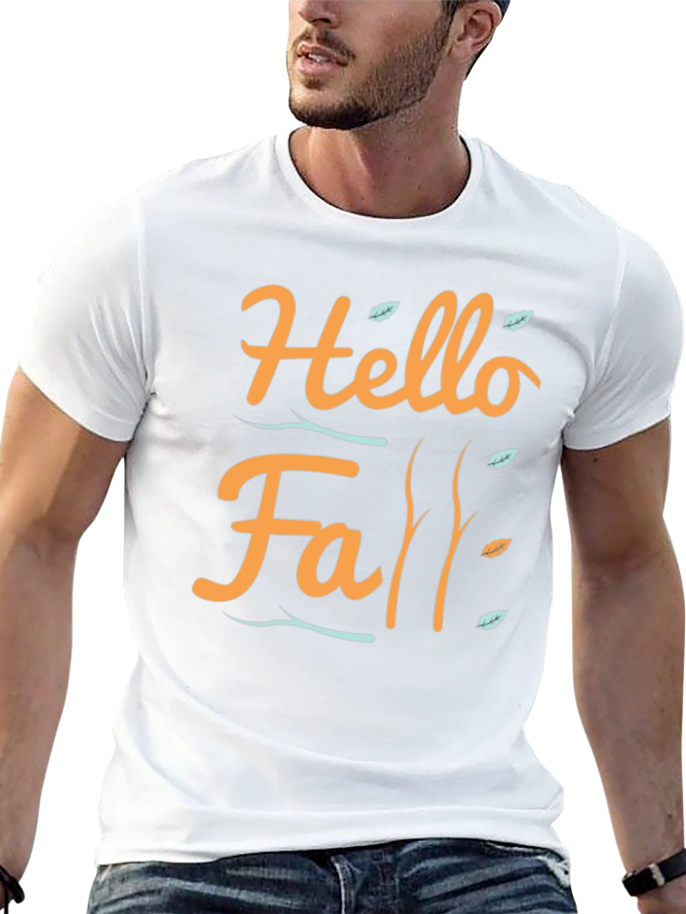 Black Hello Fall T-Shirt - Autumn Season Apparel view 13