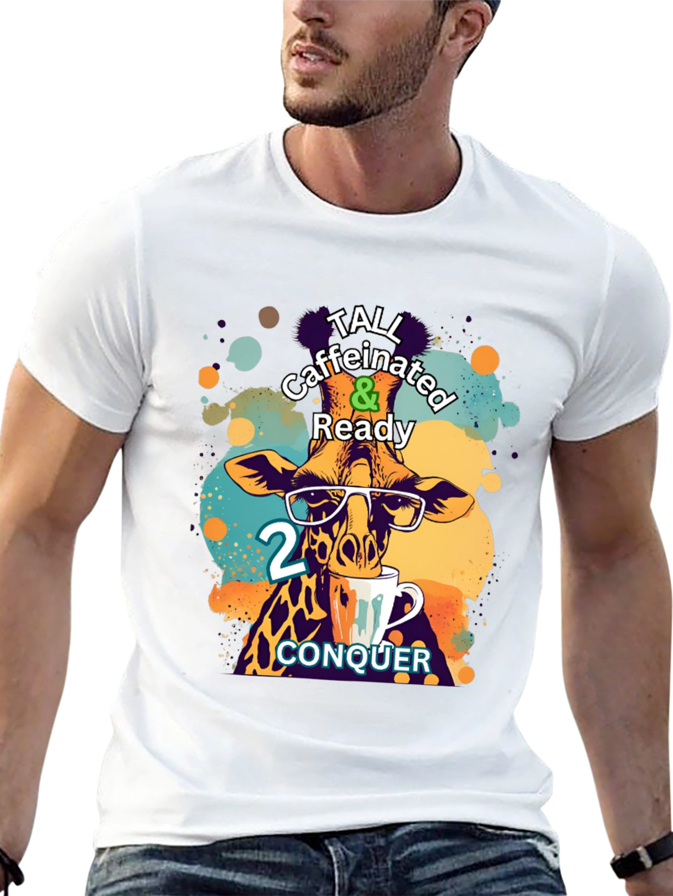 Black Tall Caffeinated & Ready Giraffe T-Shirt view 13