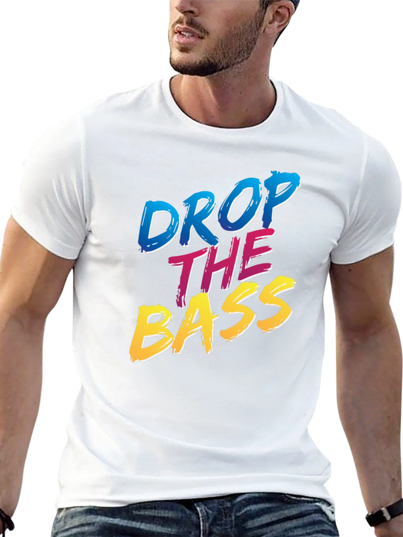 Black Drop The Bass T-Shirt - Black Cotton Blend view 13