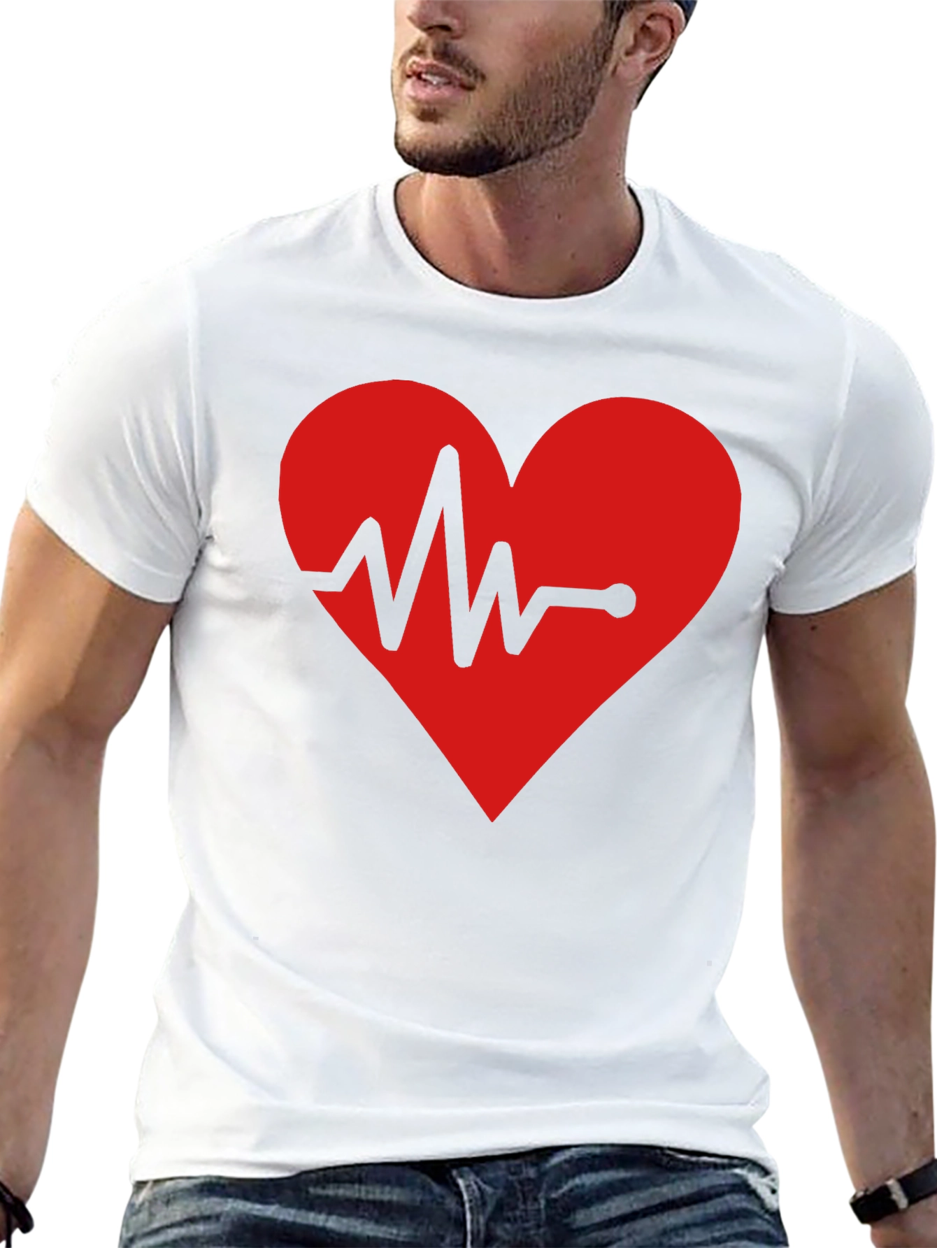 Black Heartbeat Graphic T-Shirt - Black Cotton Tee view 13