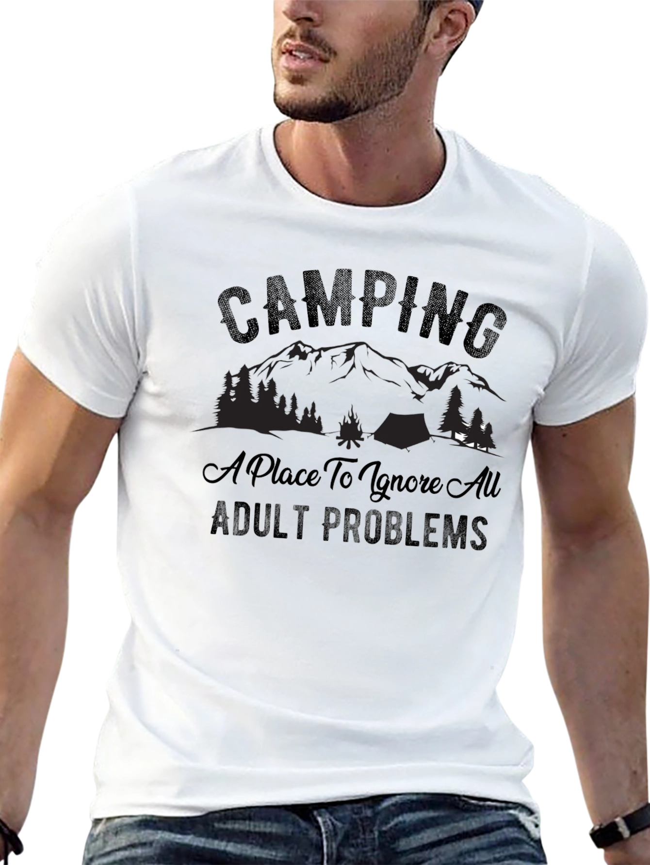 Black Camping: Ignore Adult Problems T-Shirt view 13
