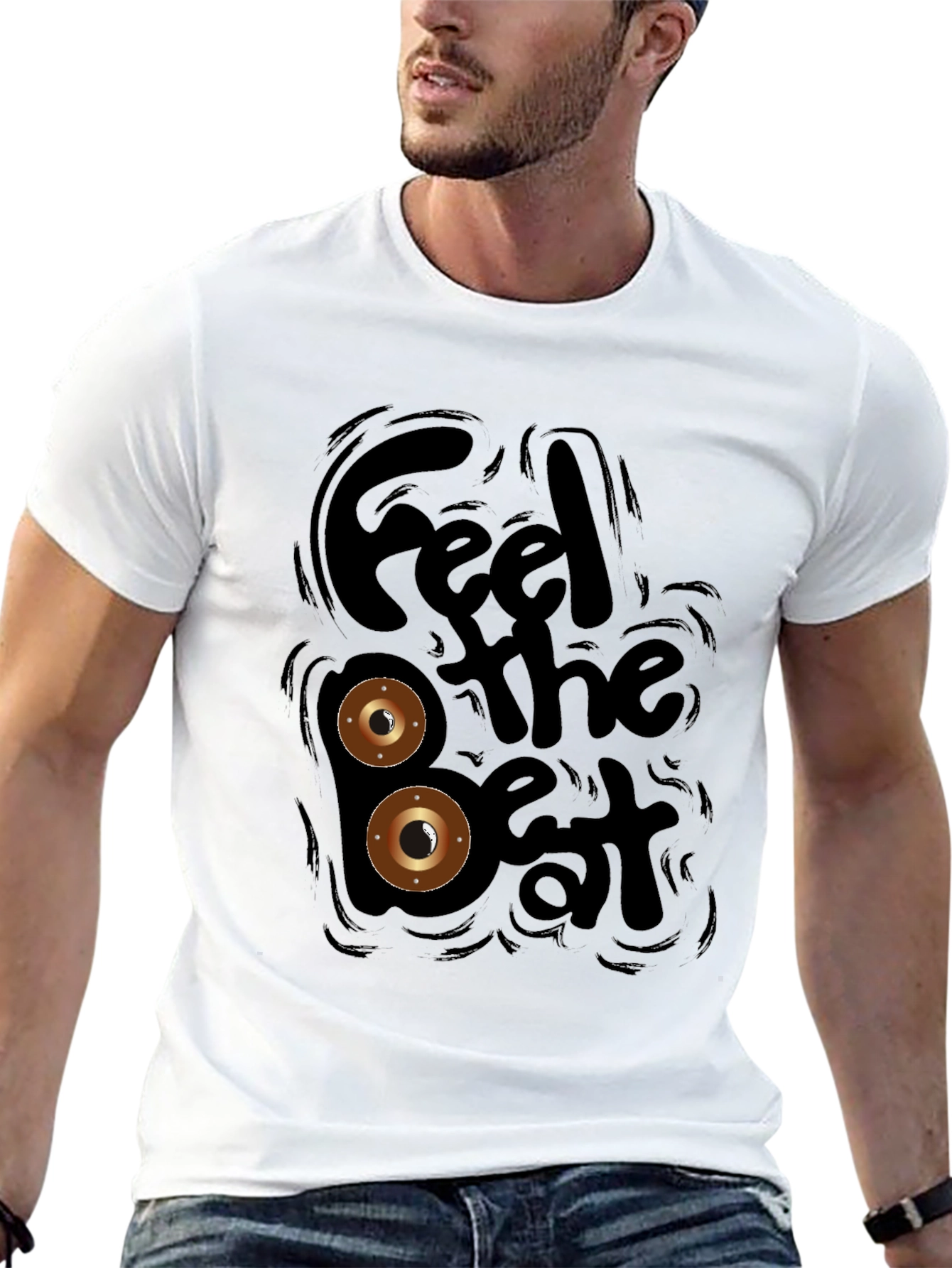 Black Feel the Beat Black Graphic Tee view 13