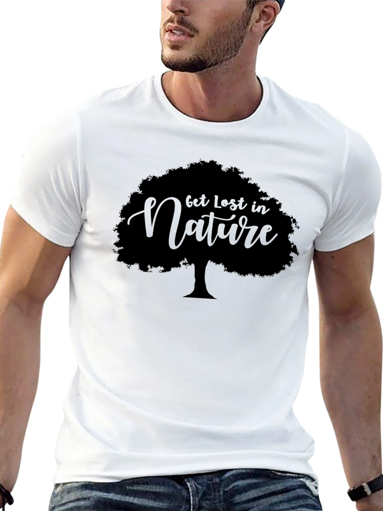 Black Get Lost in Nature Tree Graphic Tee - Black view 13