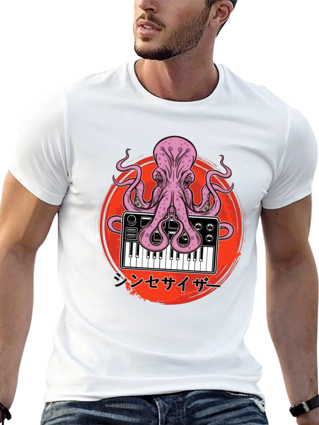 Black Octopus Synth T-Shirt - Unique Graphic Tee view 13