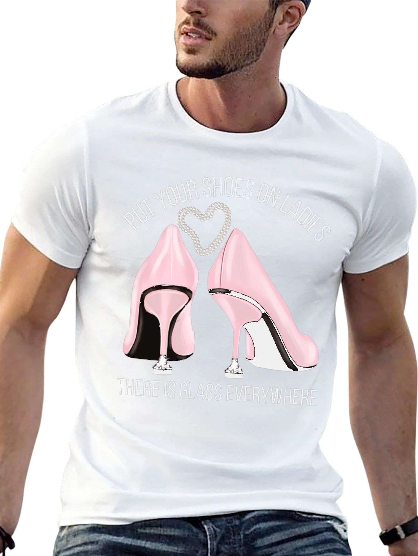 Black Put Your Shoes On Ladies Graphic Tee view 13