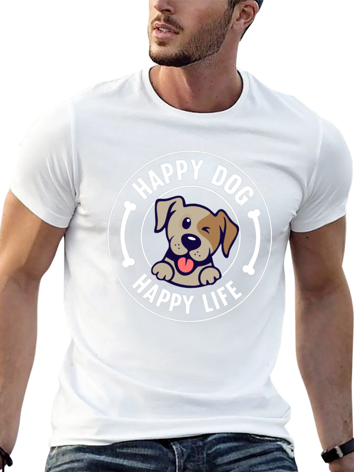 Black Happy Dog Happy Life Graphic T-Shirt view 13