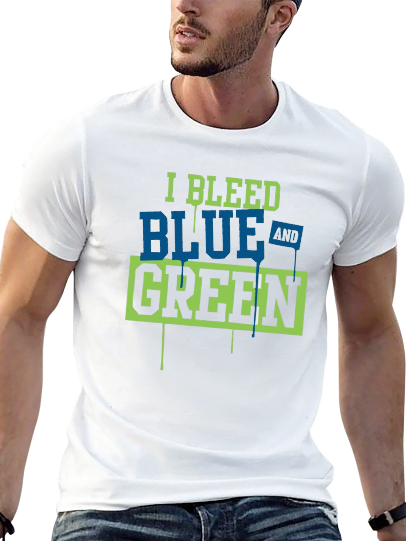 Black I Bleed Blue and Green Graphic Tee view 13