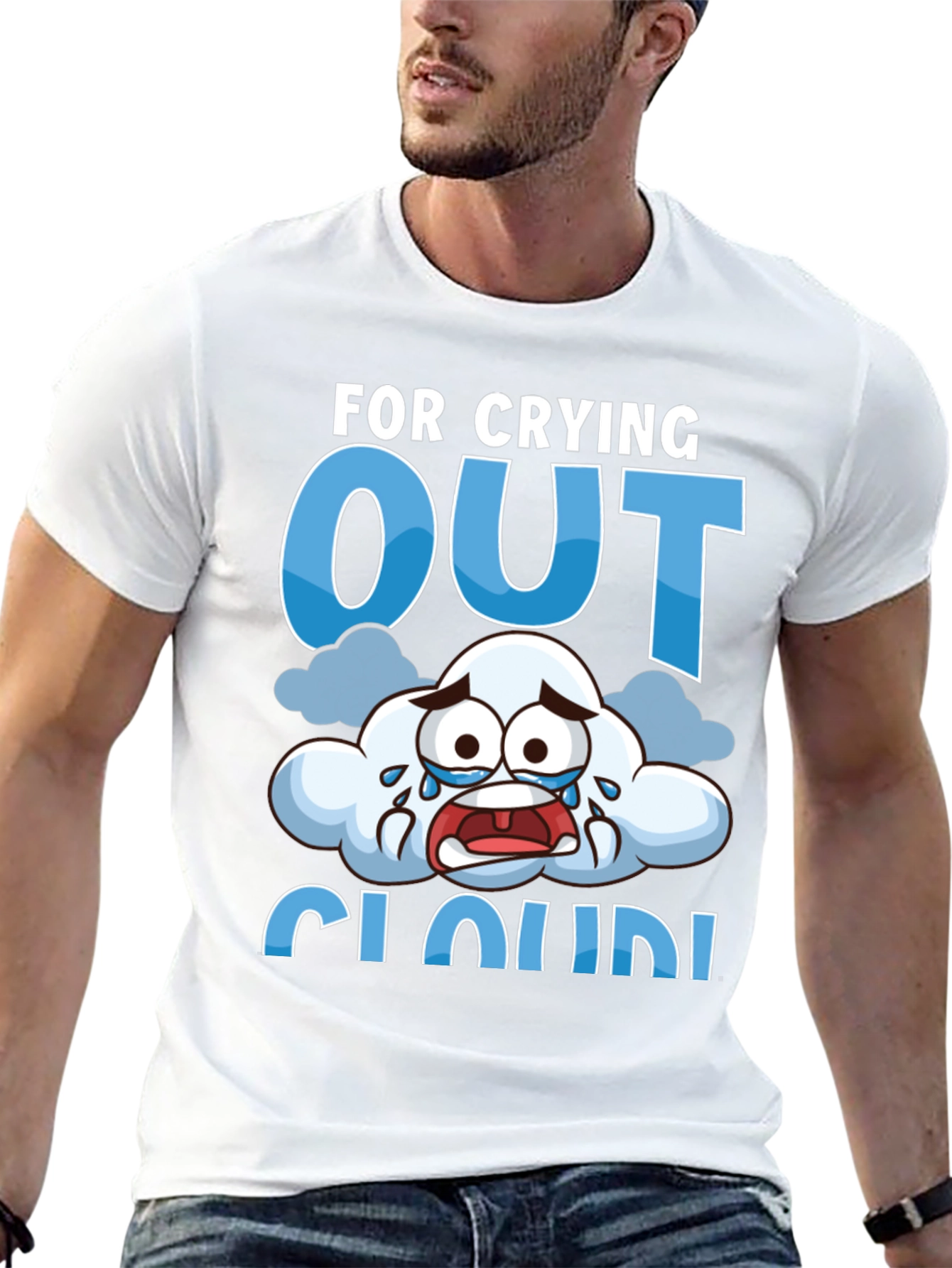 Black Crying Cloud T-Shirt - Funny Graphic Tee view 13