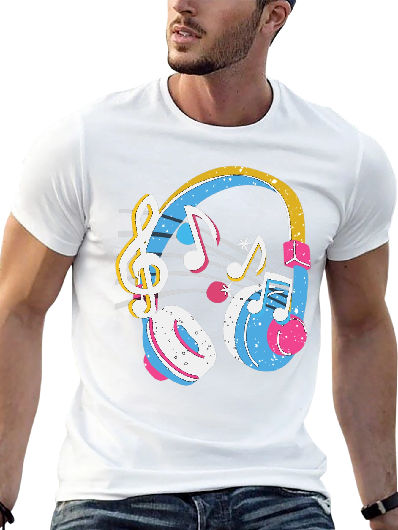 Black Music Headphones T-Shirt - Stylish Graphic Tee view 13