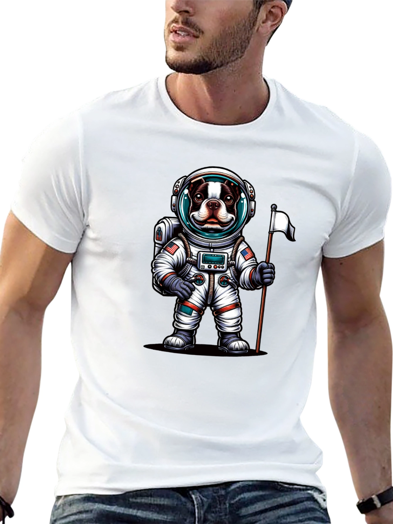 Black Dog Astronaut Graphic Tee - Black Casual T-Shirt view 13