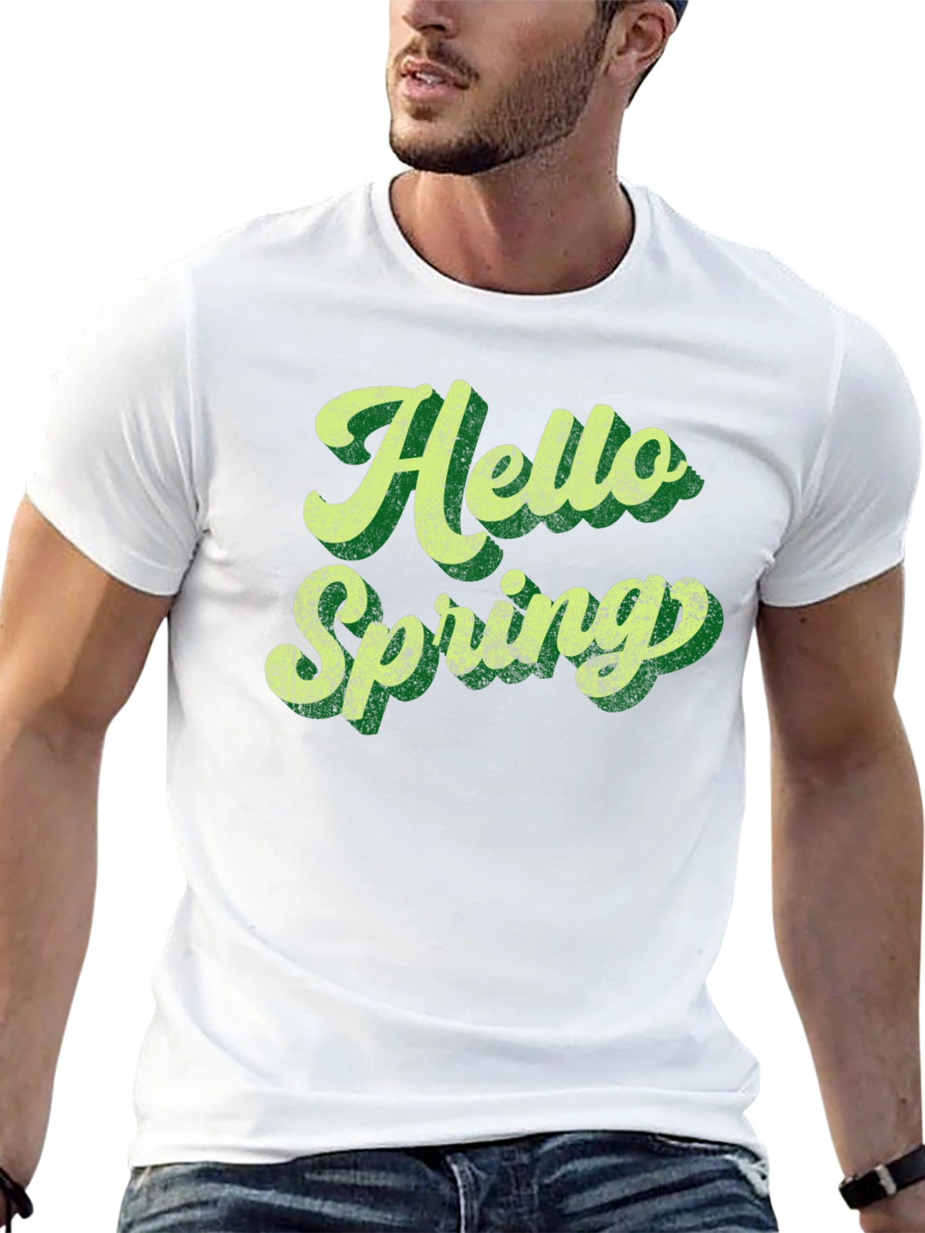Black Hello Spring Graphic Tee - Unisex Black T-Shirt view 13