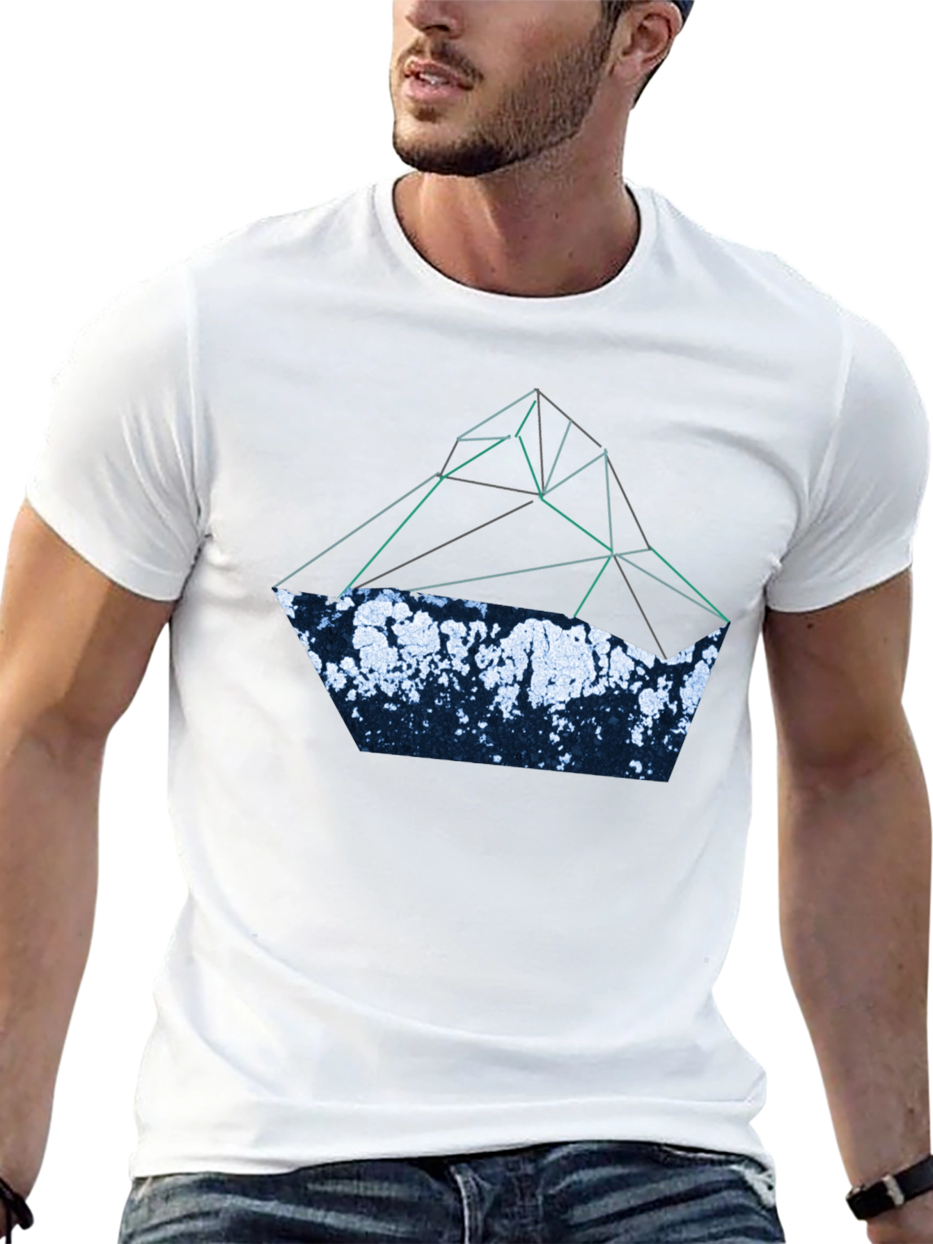 Black Abstract Geometric Mountain T-Shirt - Black view 13