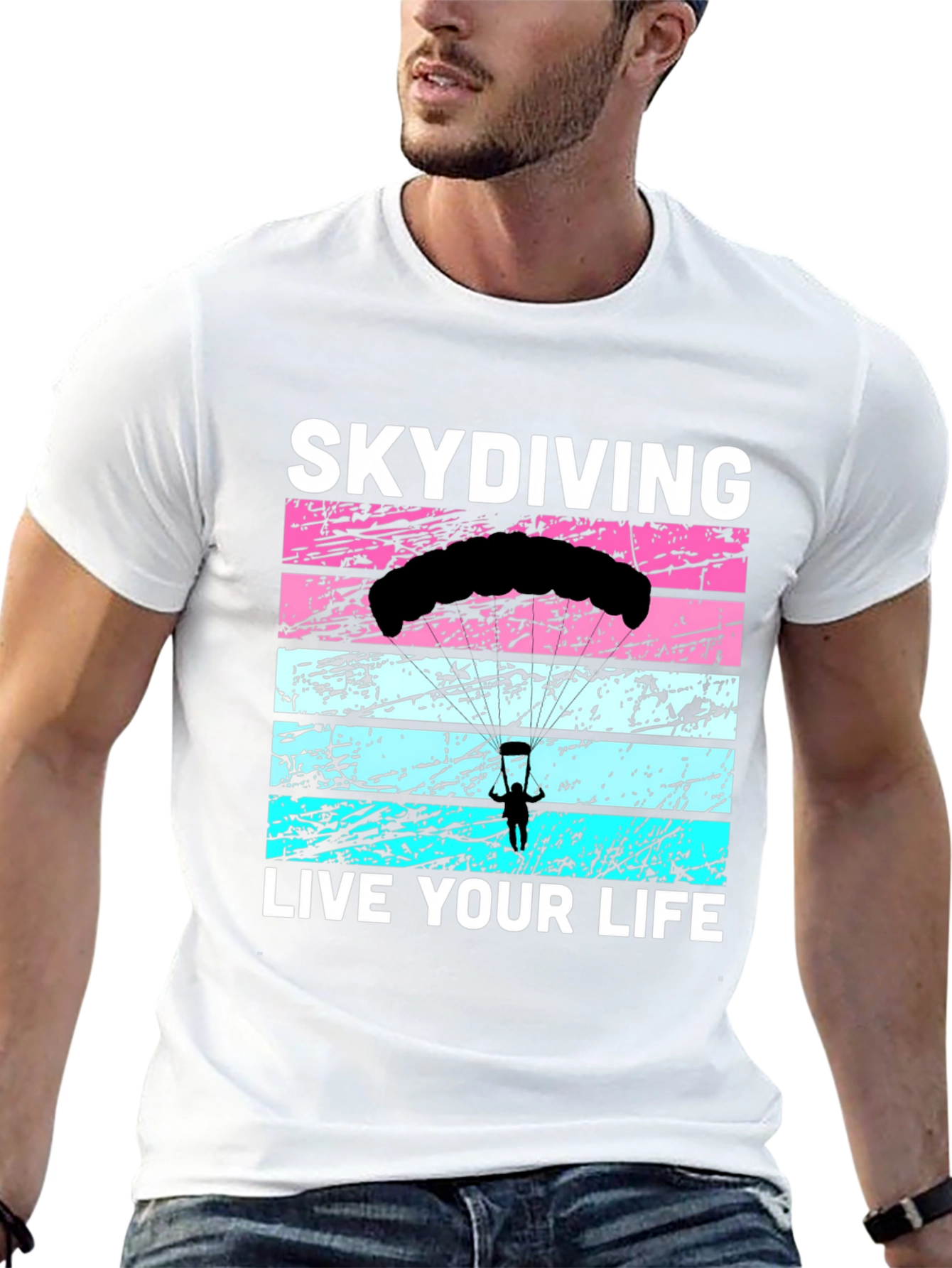 Black Skydiving Live Your Life Graphic Tee view 13