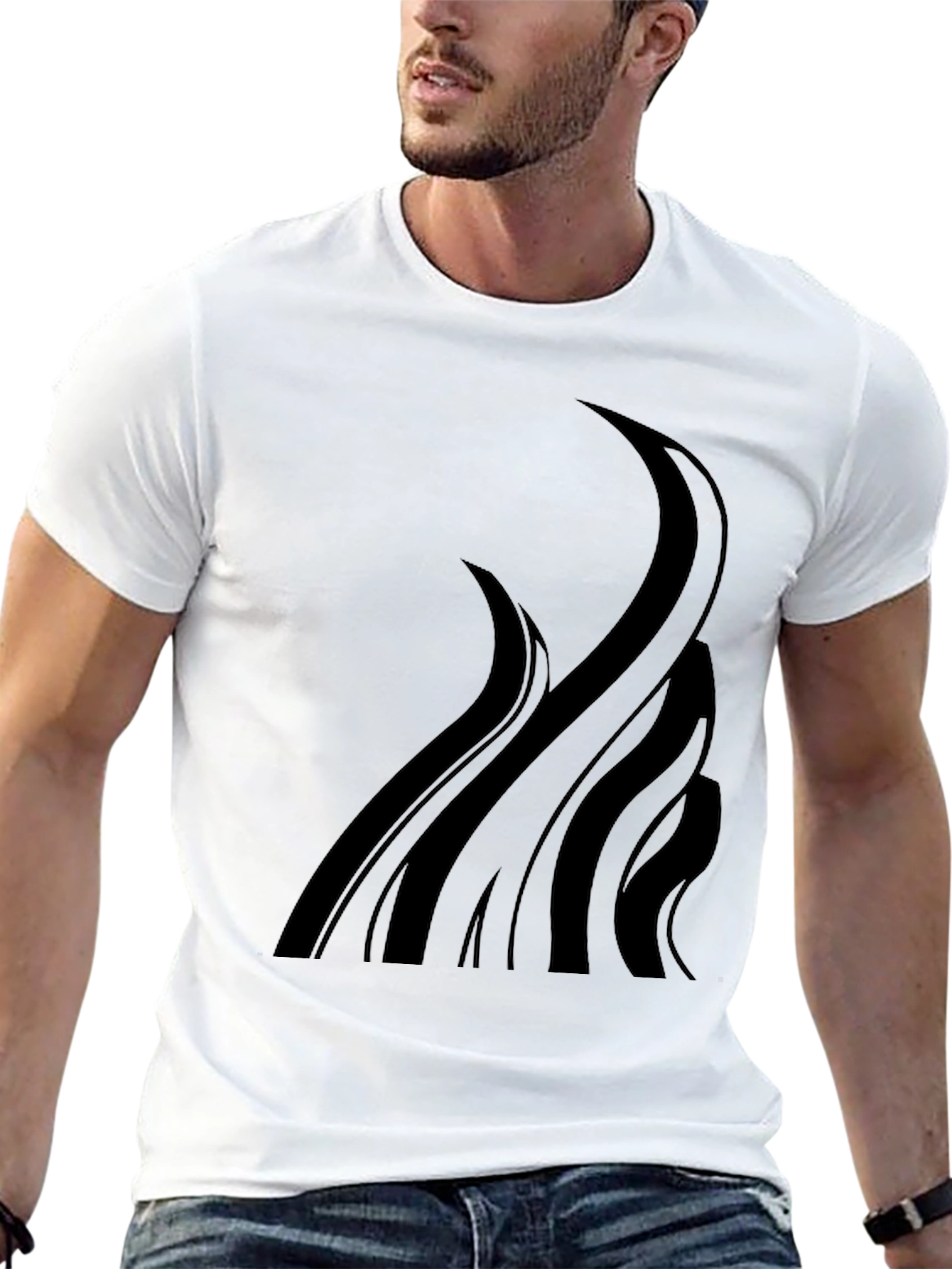 Black Black Graphic Tee - Abstract Tentacle Design view 13