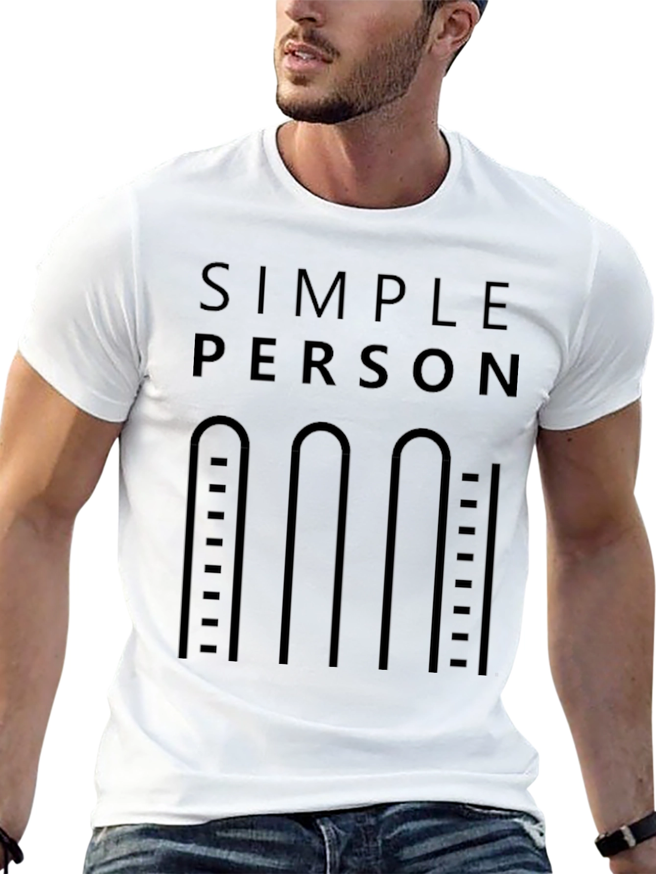 Black Simple Person T-Shirt - Minimalist Design view 13