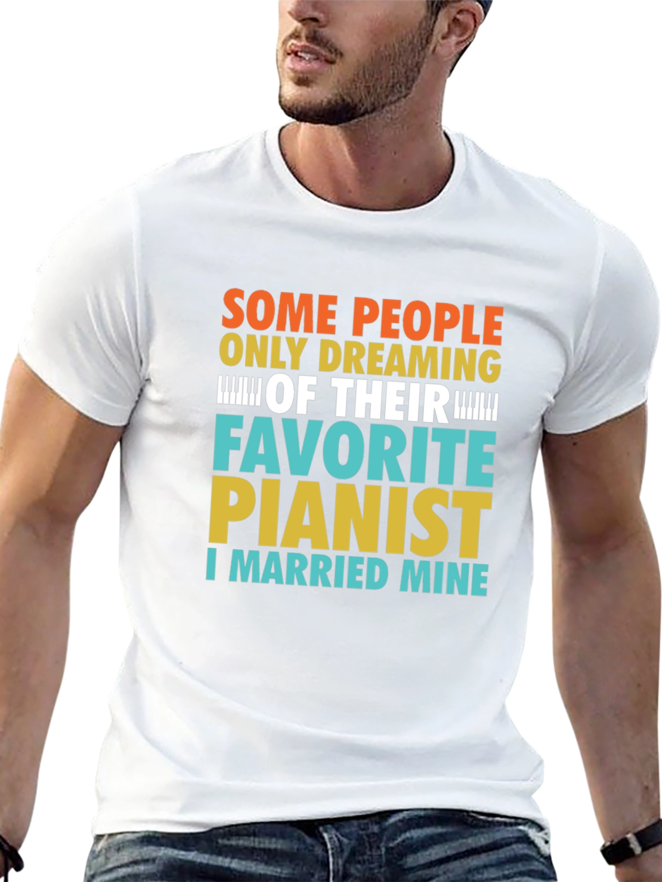 Black Funny Pianist T-Shirt - I Married Mine! view 13